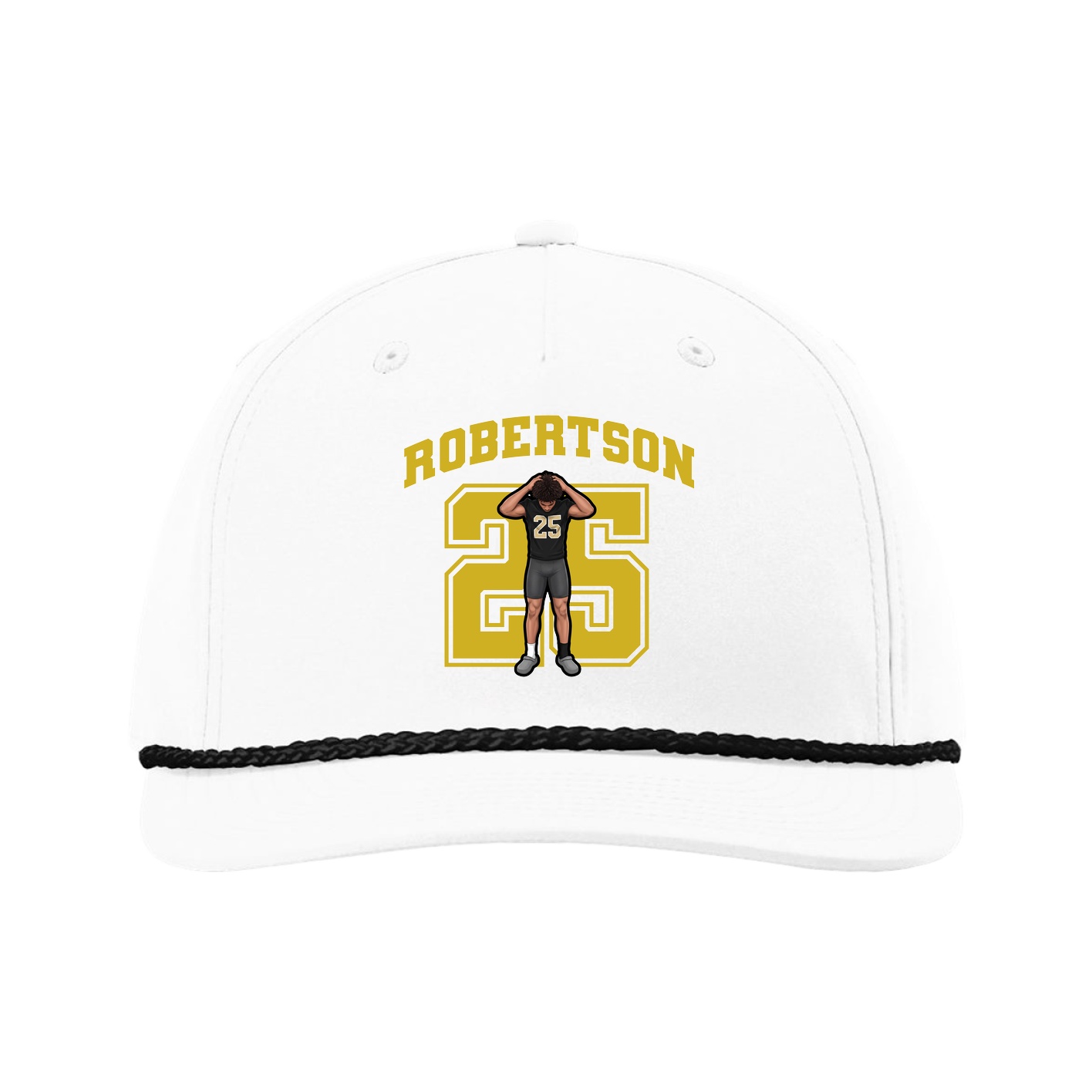 Five-Panel Classic Rope Cap — Number in White