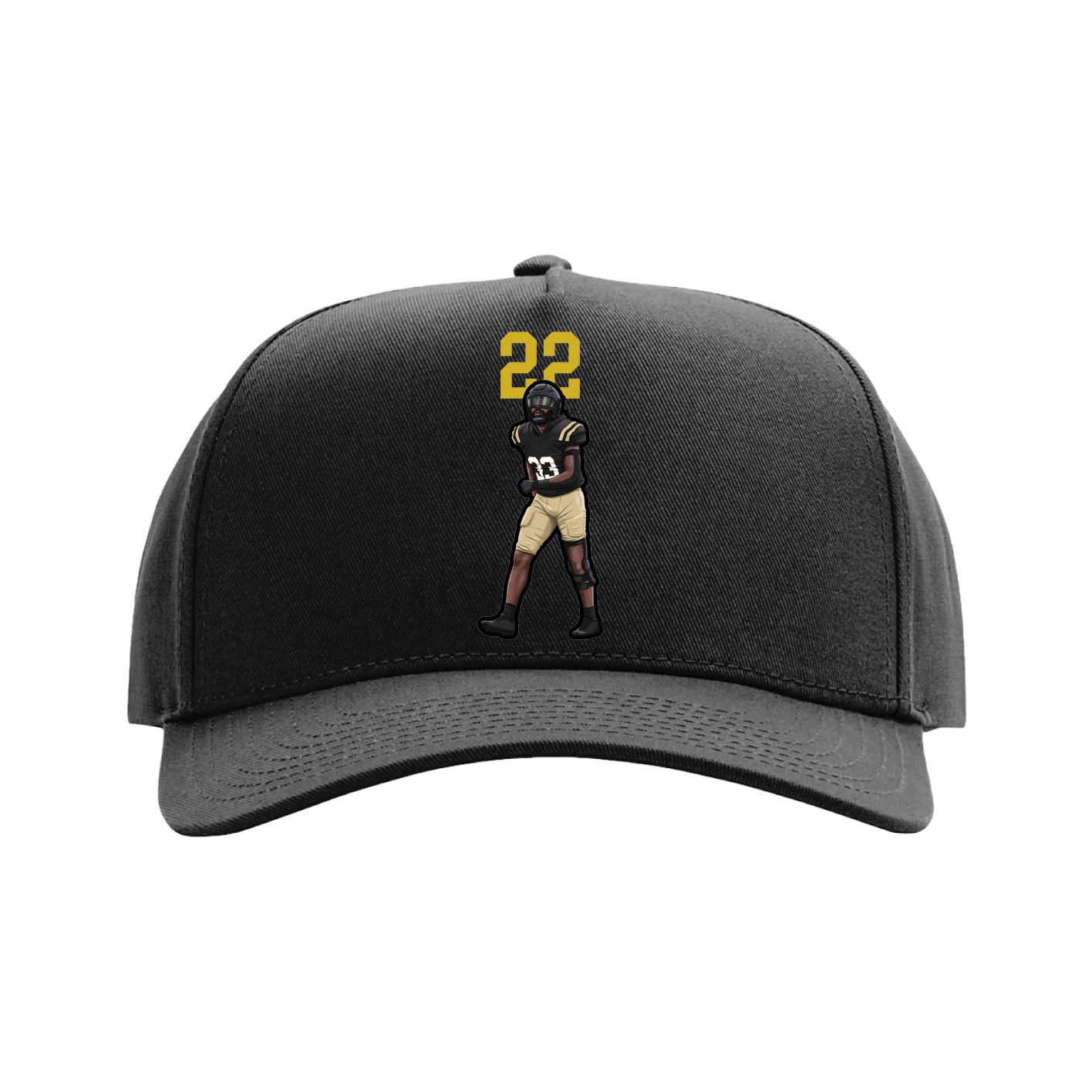 Full Fabric Five-Panel Champ Cap — Number Top in Black