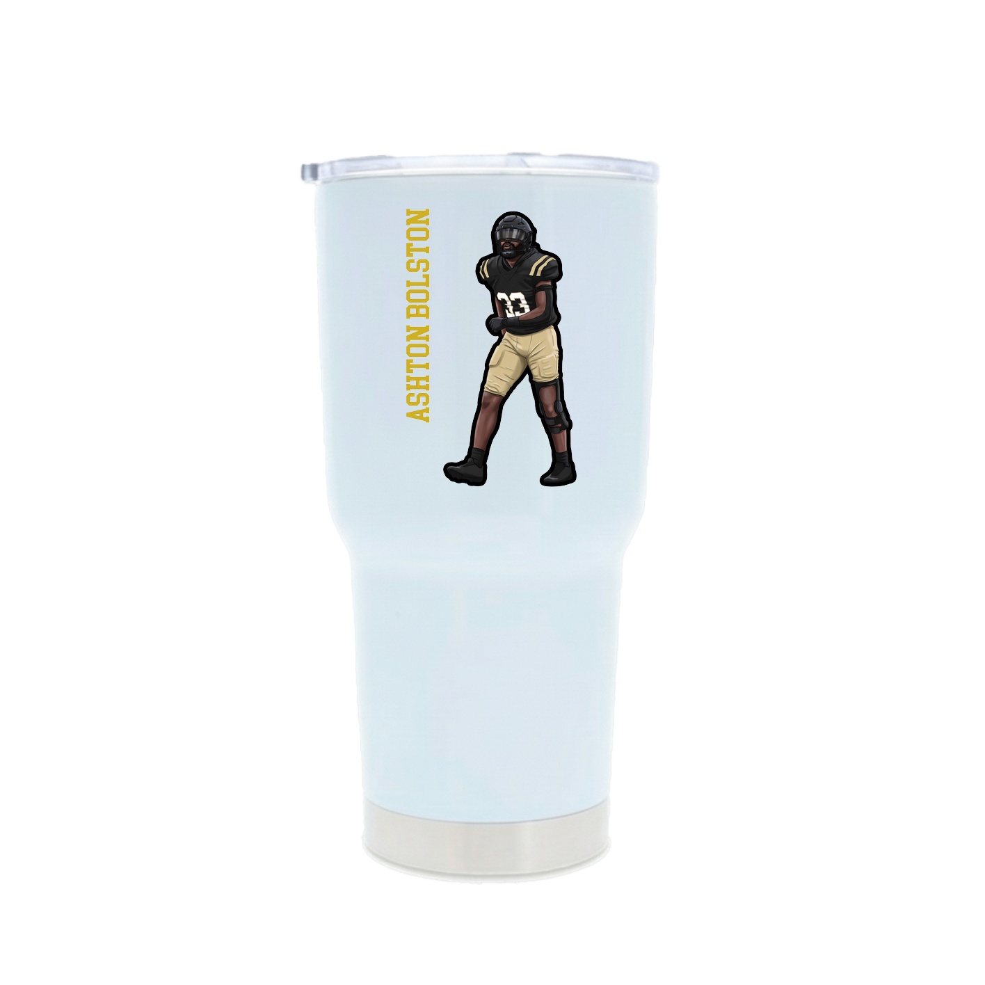 30oz Stainless Steel Tumbler — Name Vertical in White