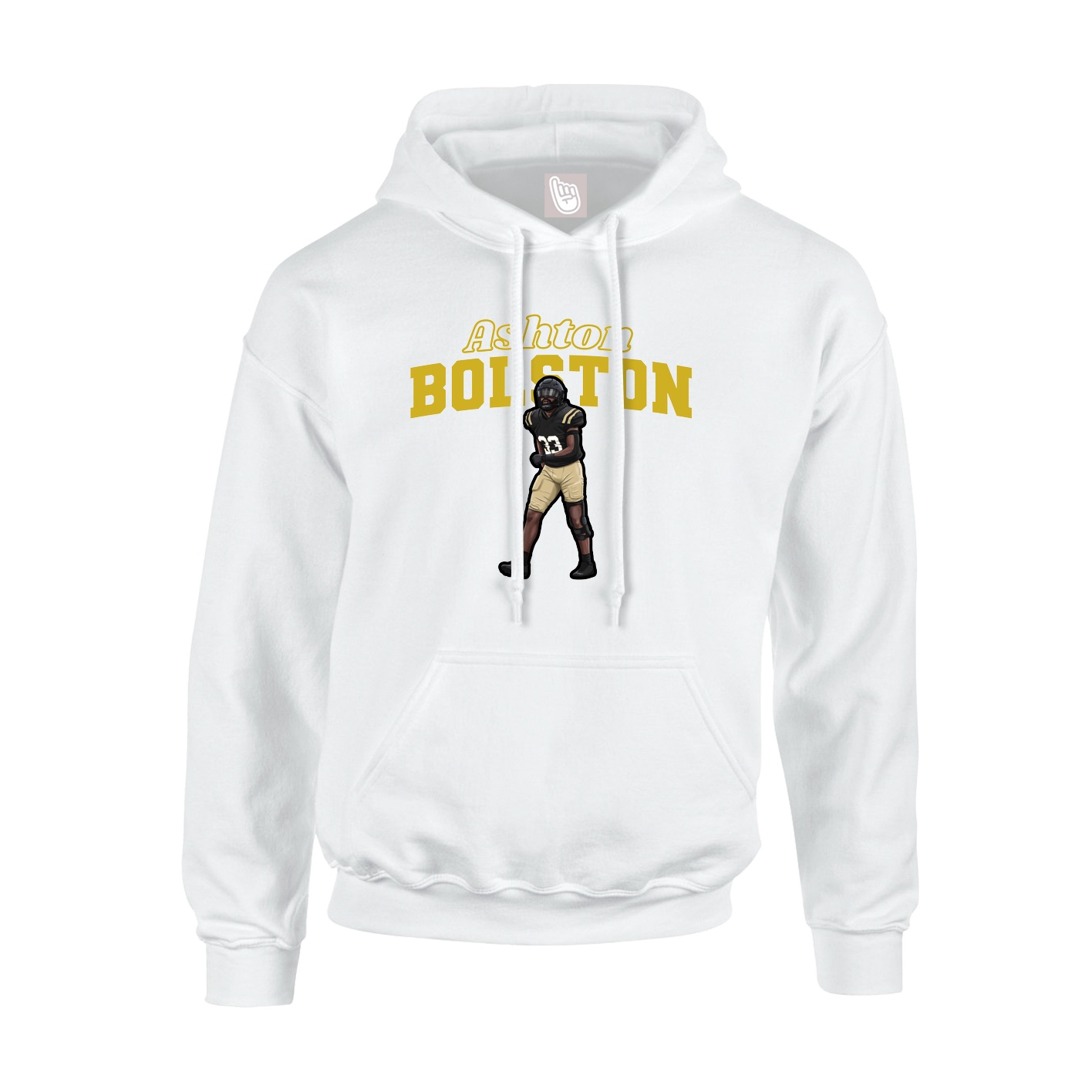 Youth Hoodie — Name Arch in White
