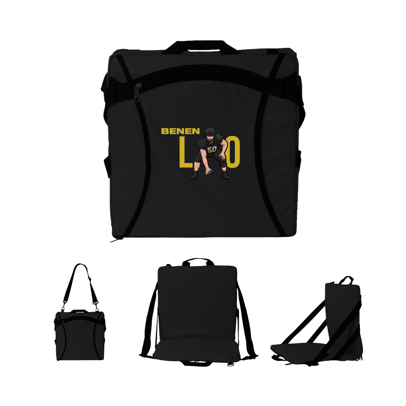 Folding Stadium Seat — Player Name in Black
