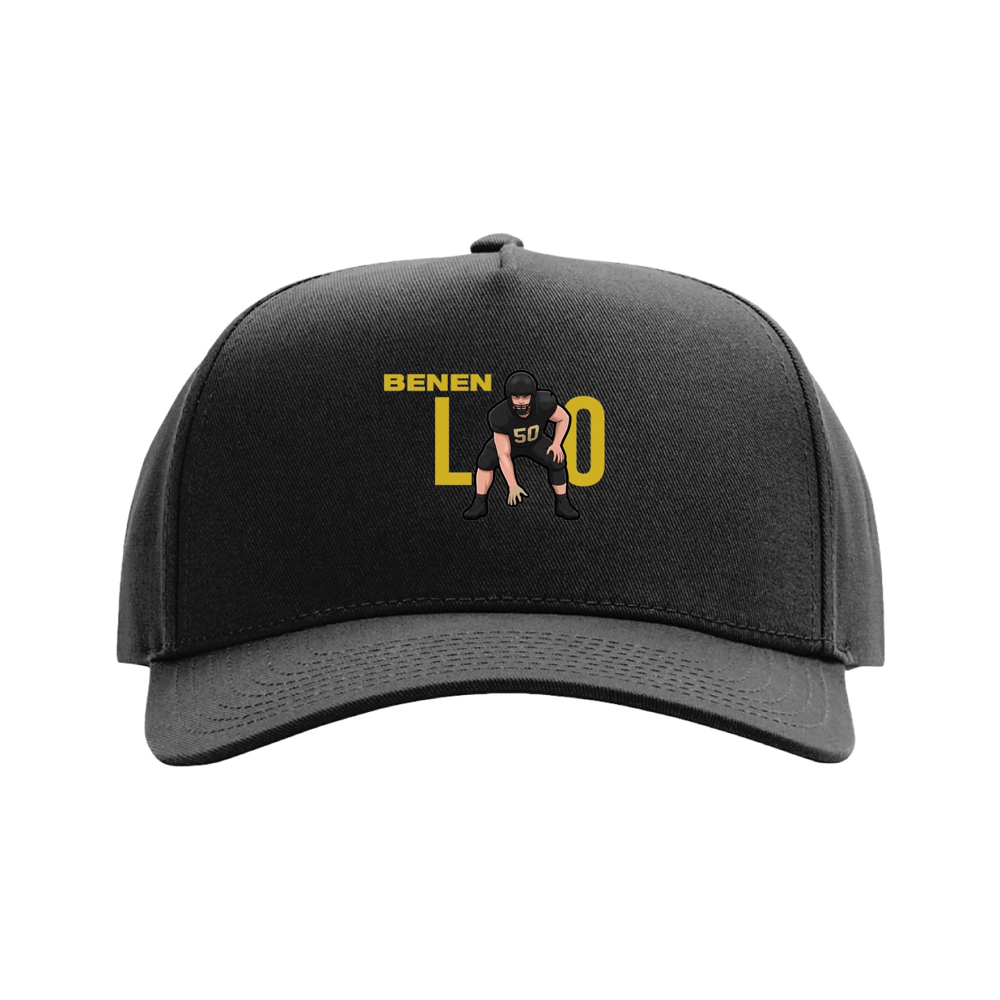 Full Fabric Five-Panel Champ Cap — Player Name in Black