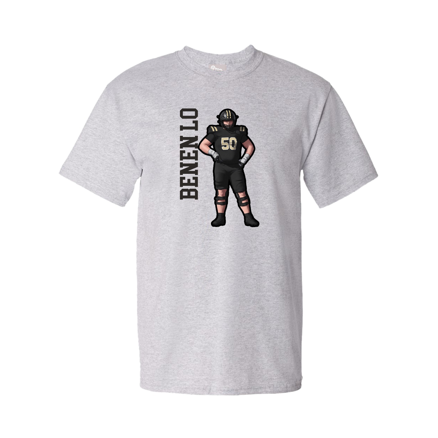 Youth Tee — Name Vertical in Grey