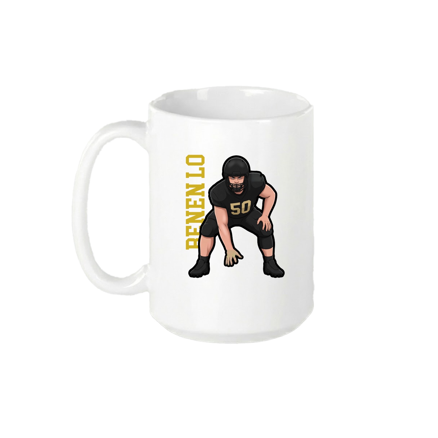 15oz Coffee Mug — Name Vertical in White