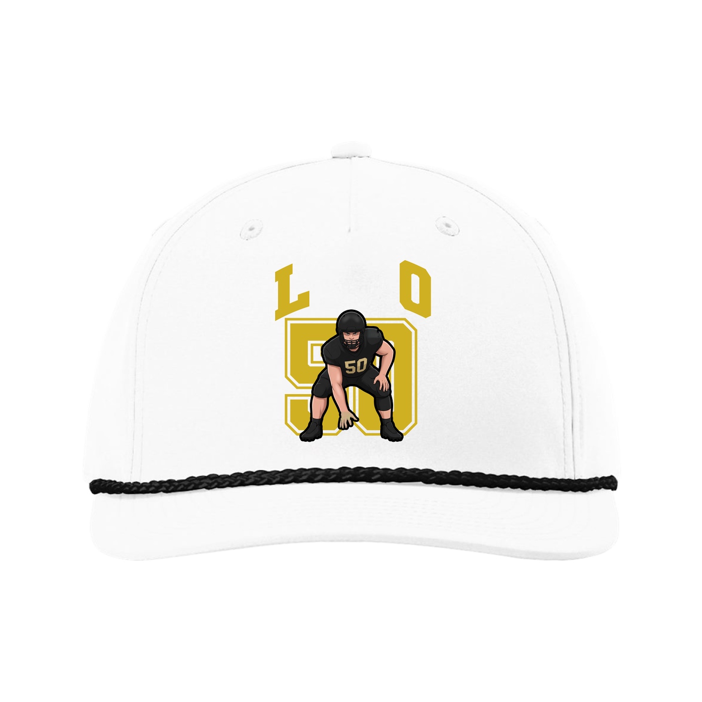 Five-Panel Classic Rope Cap — Number in White