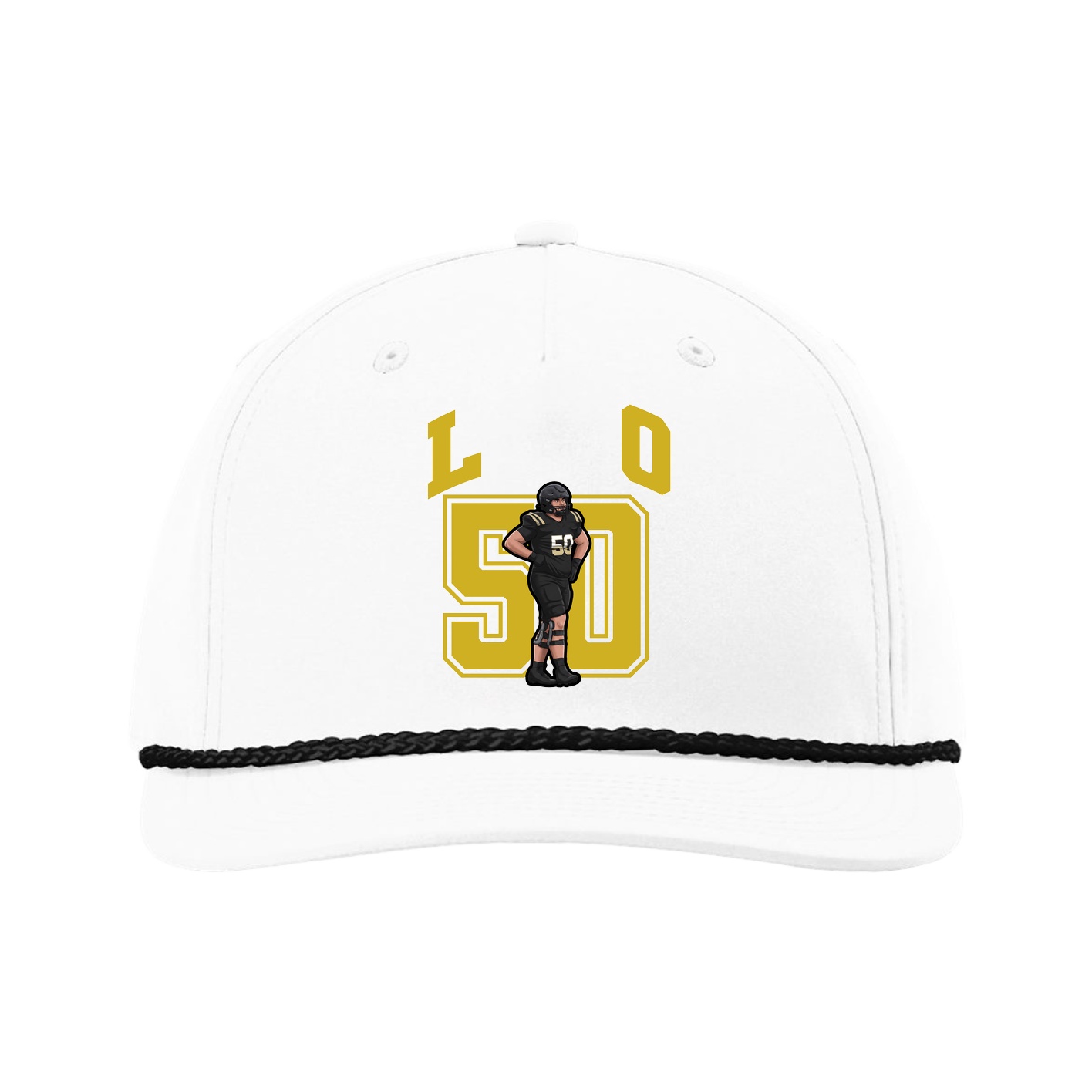 Five-Panel Classic Rope Cap — Number in White