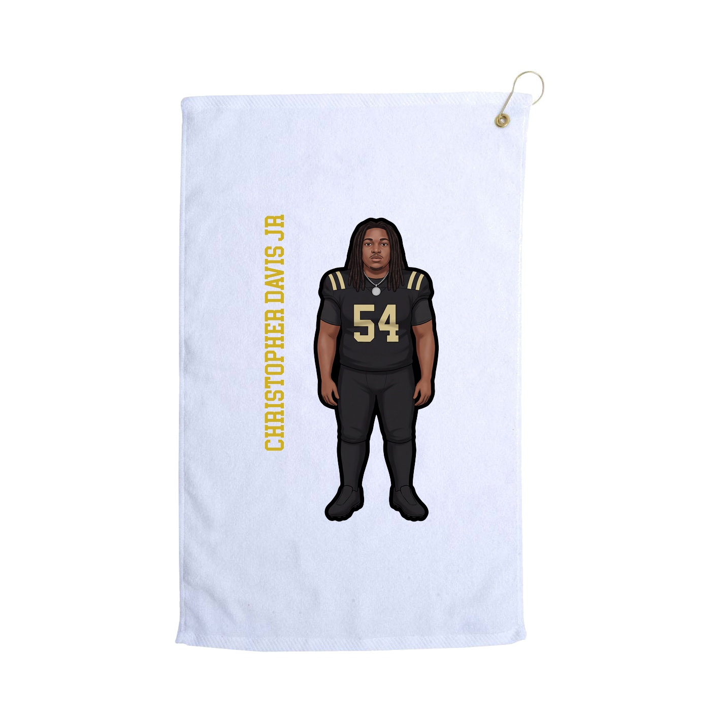 Golf Towel — Name Vertical in White