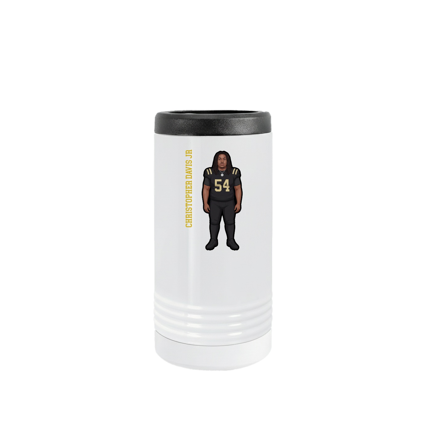 Slim Beverage Holder — Name Vertical in White