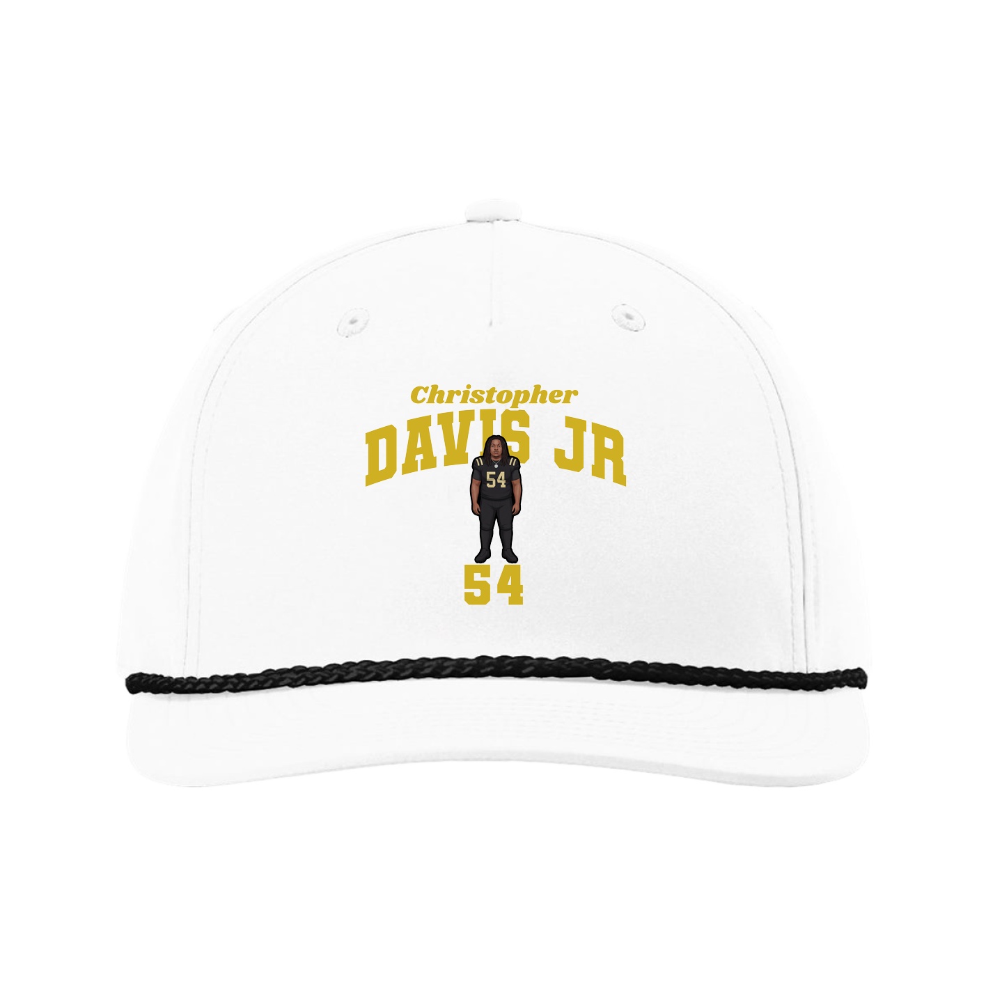 Five-Panel Classic Rope Cap — Signature Arch in White