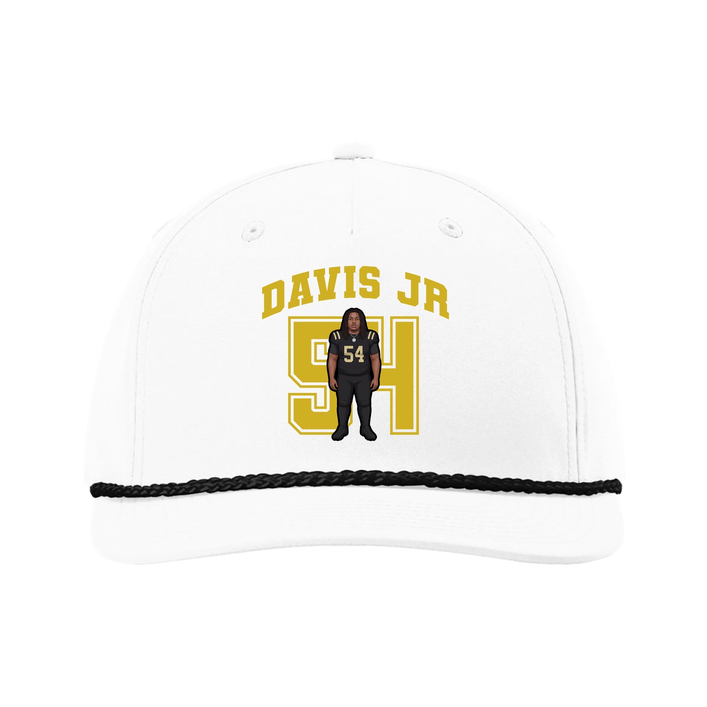 Five-Panel Classic Rope Cap — Number in White