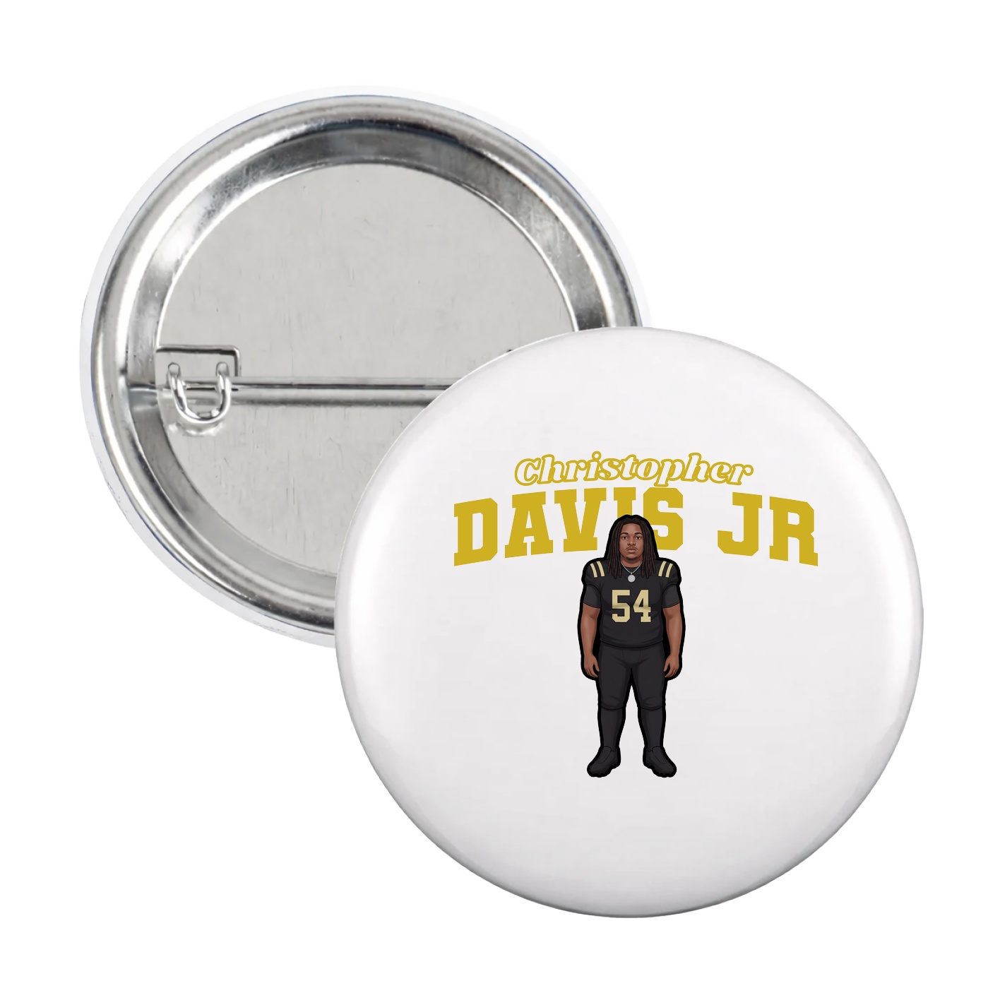 Game Day Button — Name Arch in White