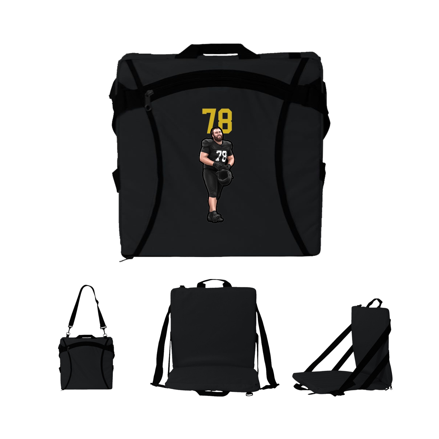 Folding Stadium Seat — Number Top in Black