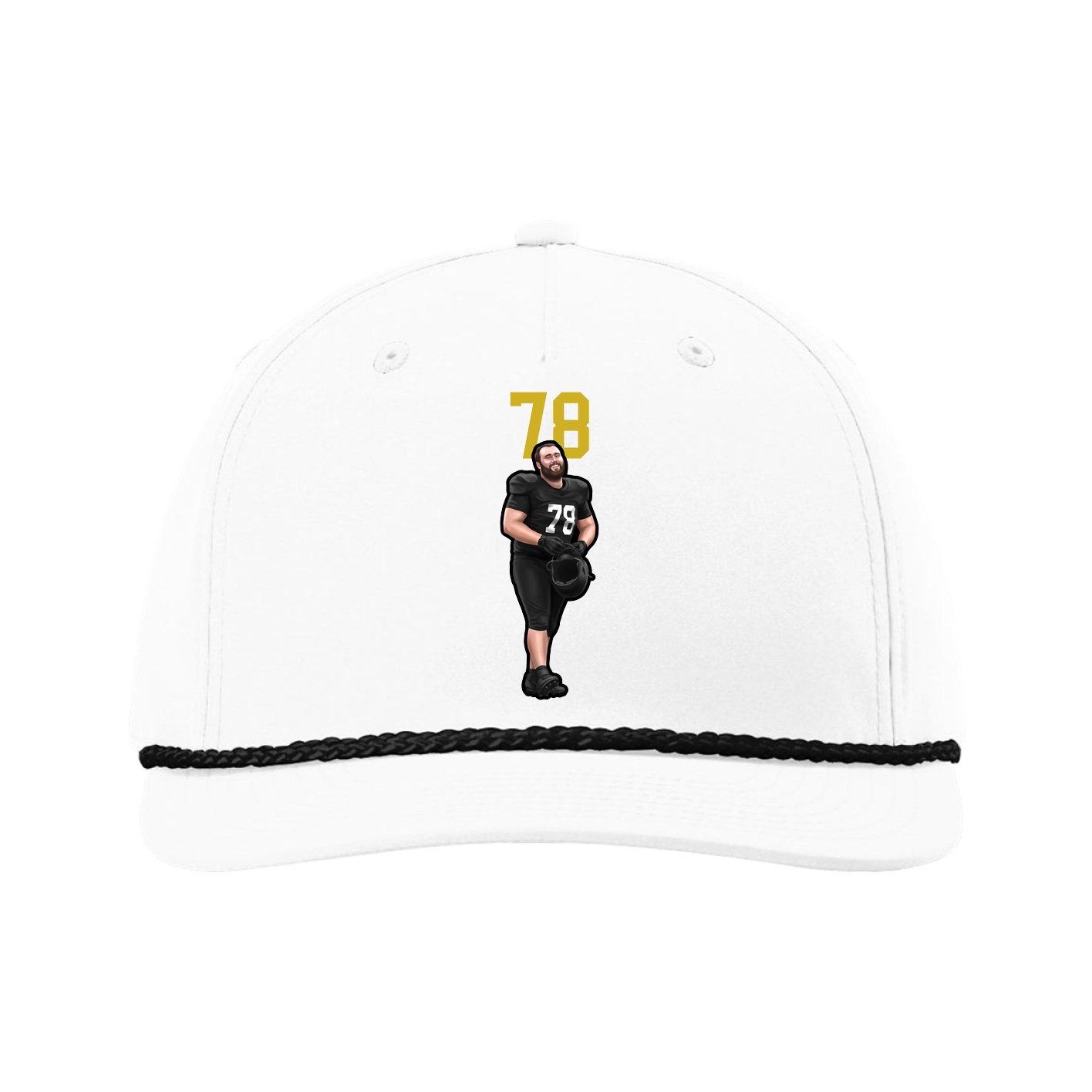 Five-Panel Classic Rope Cap — Number Top in White