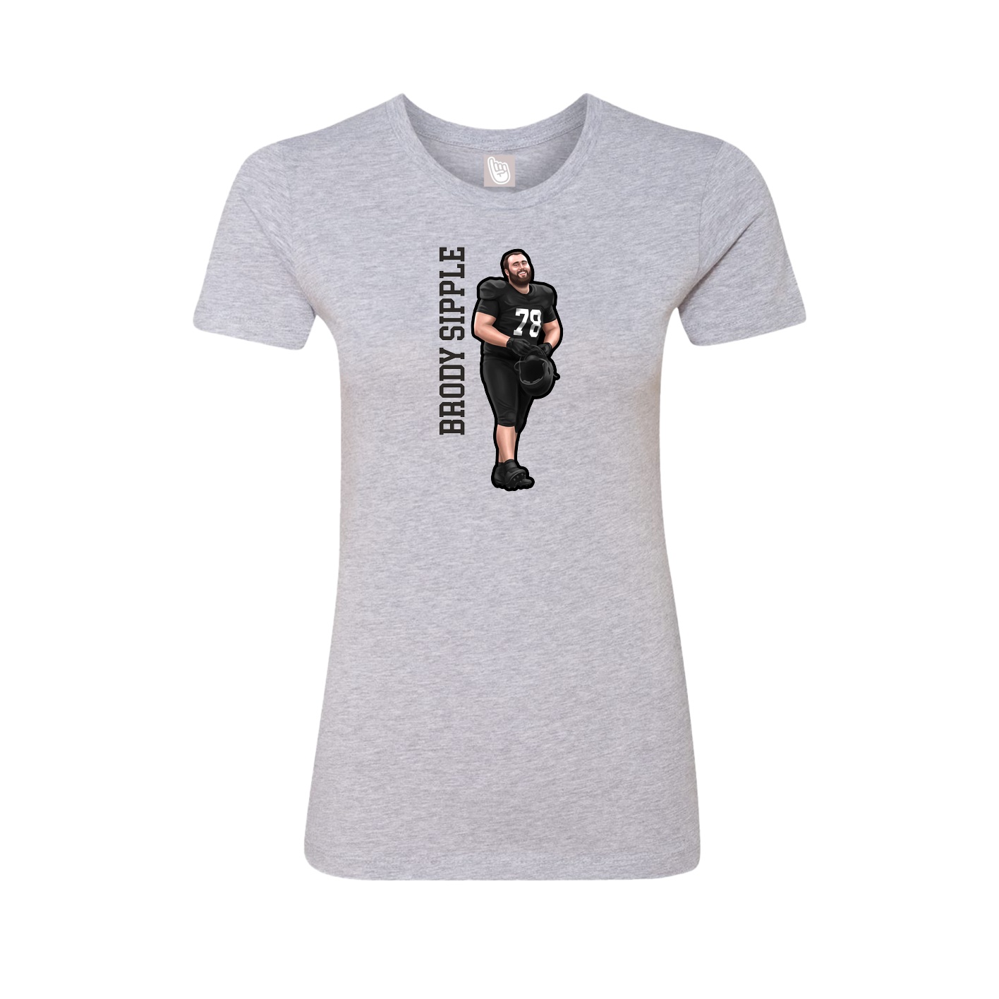 Fitted Women's Tee — Name Vertical in Grey