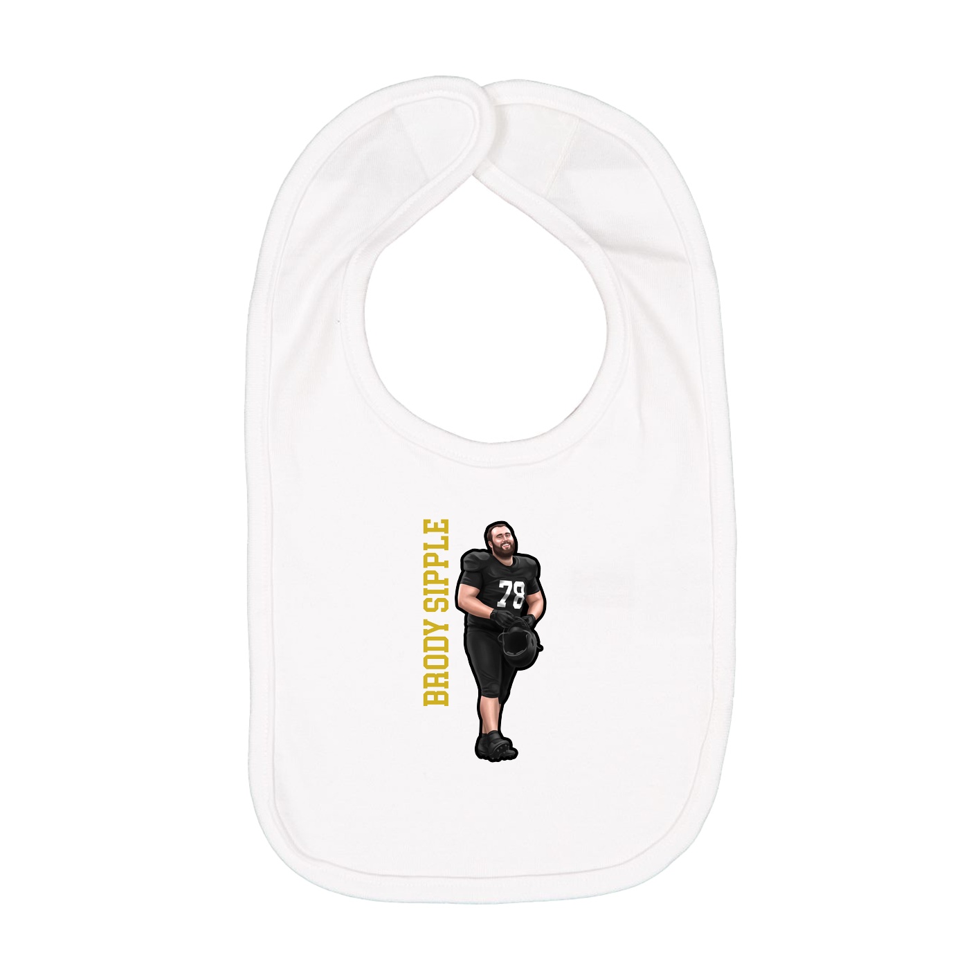 Infant Bib — Name Vertical in White