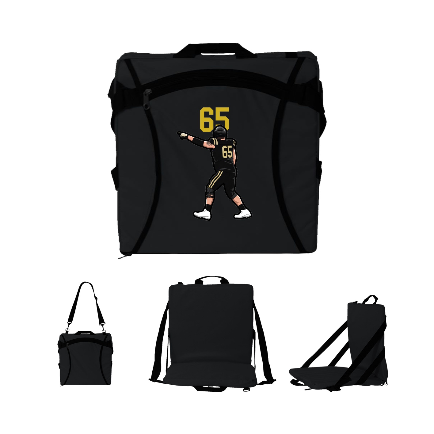 Folding Stadium Seat — Number Top in Black