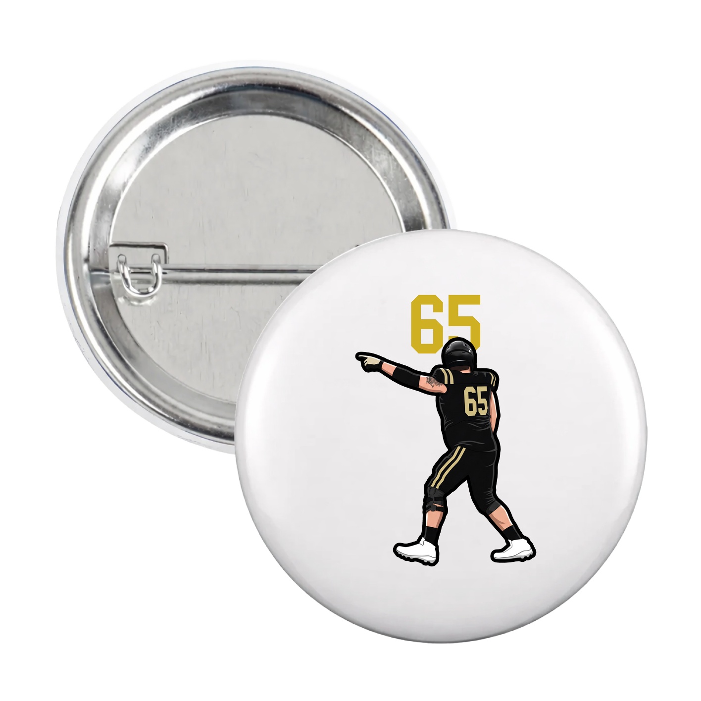 Game Day Button — Number Top in White