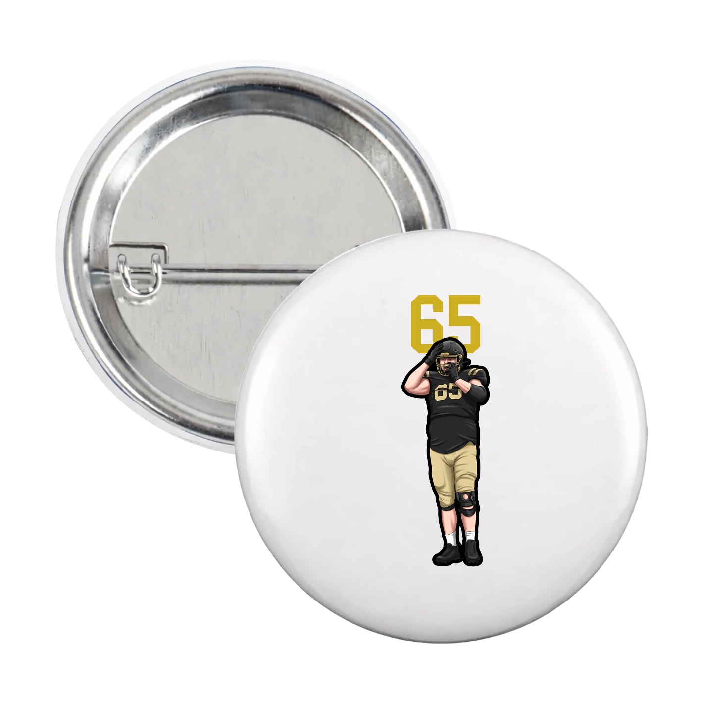 Game Day Button — Number Top in White