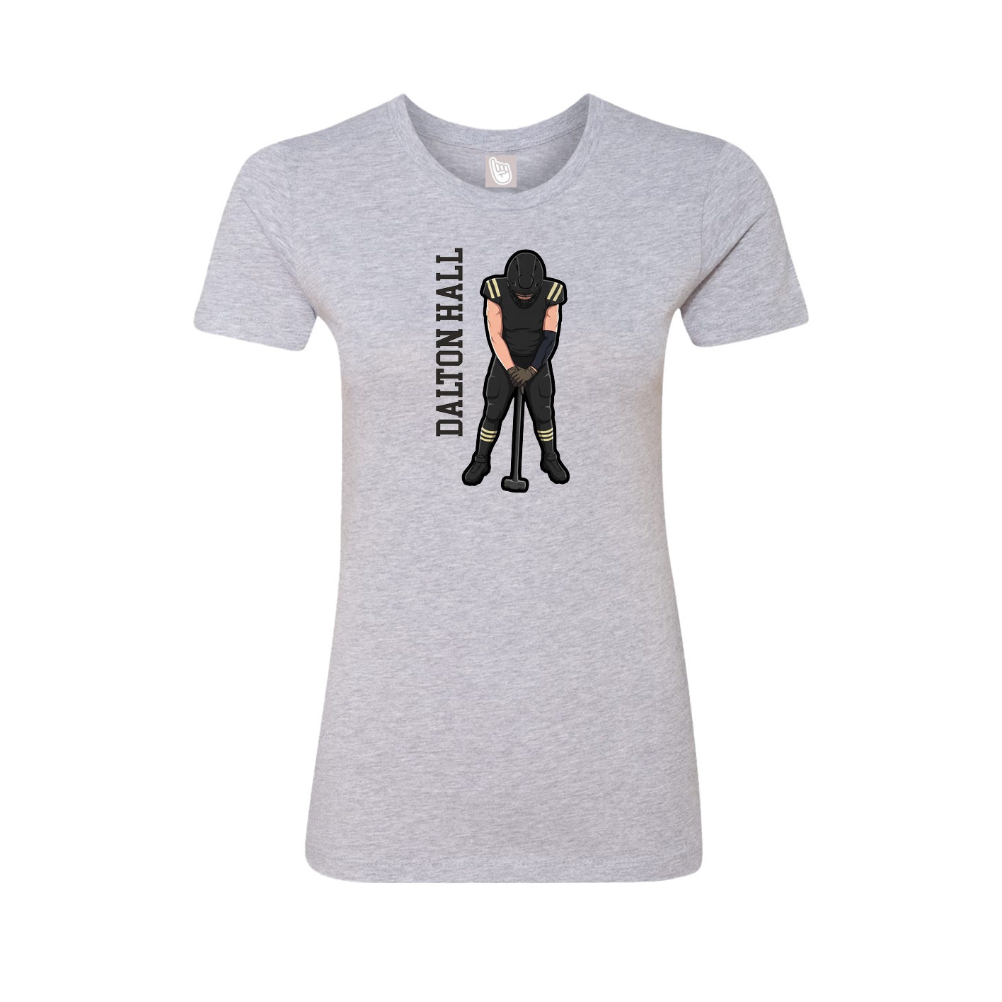 Fitted Women's Tee — Name Vertical in Grey