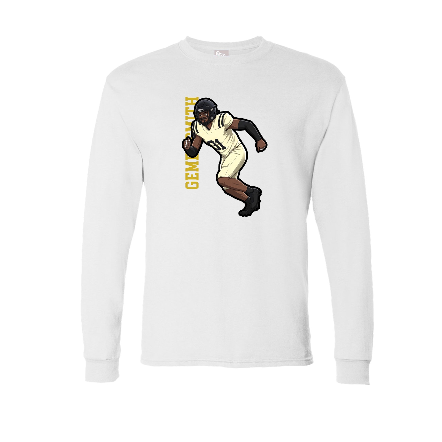 Long Sleeve Tee — Name Vertical in White