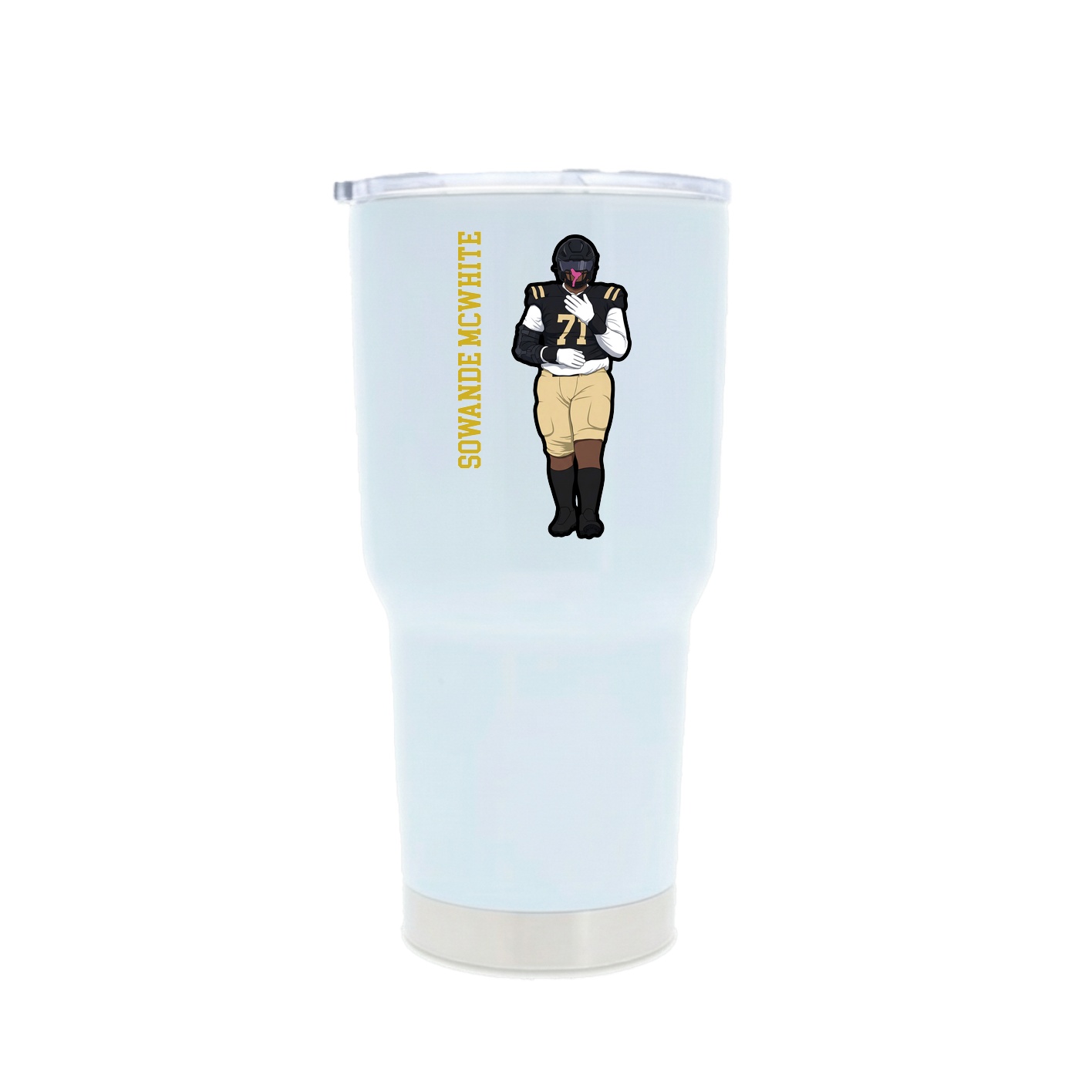 30oz Stainless Steel Tumbler — Name Vertical in White