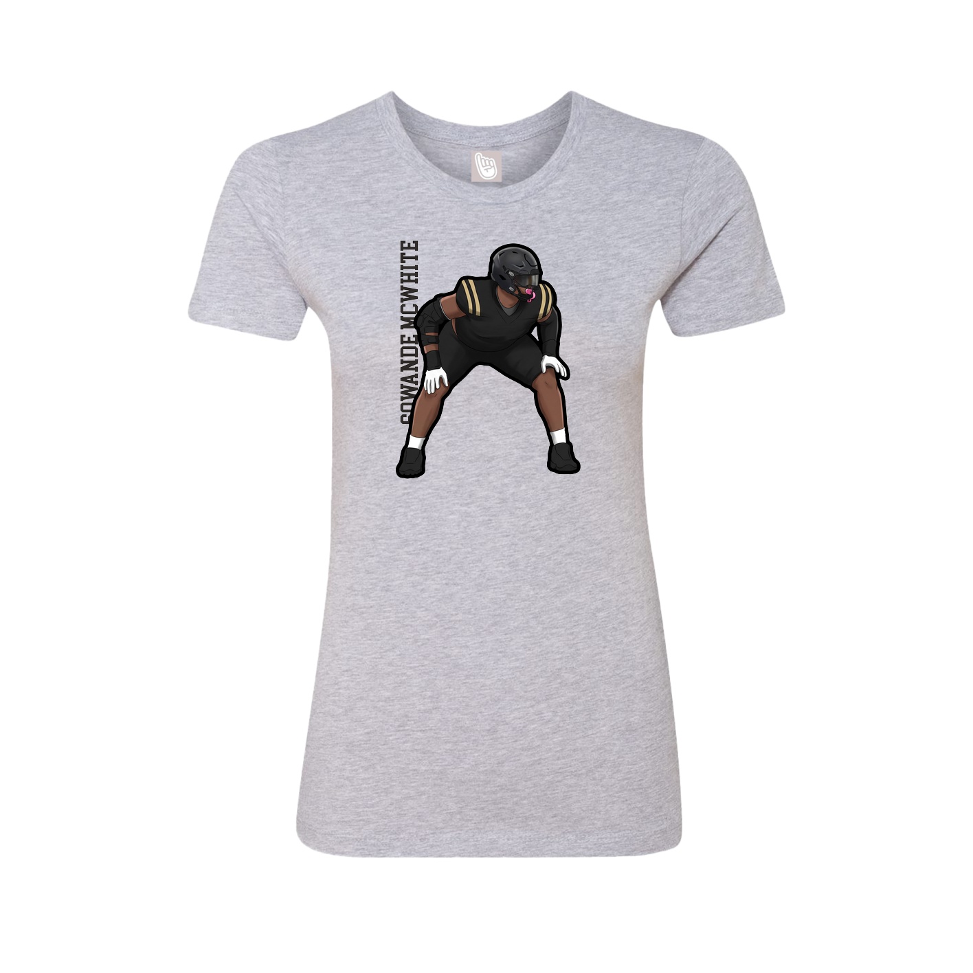 Fitted Women's Tee — Name Vertical in Grey