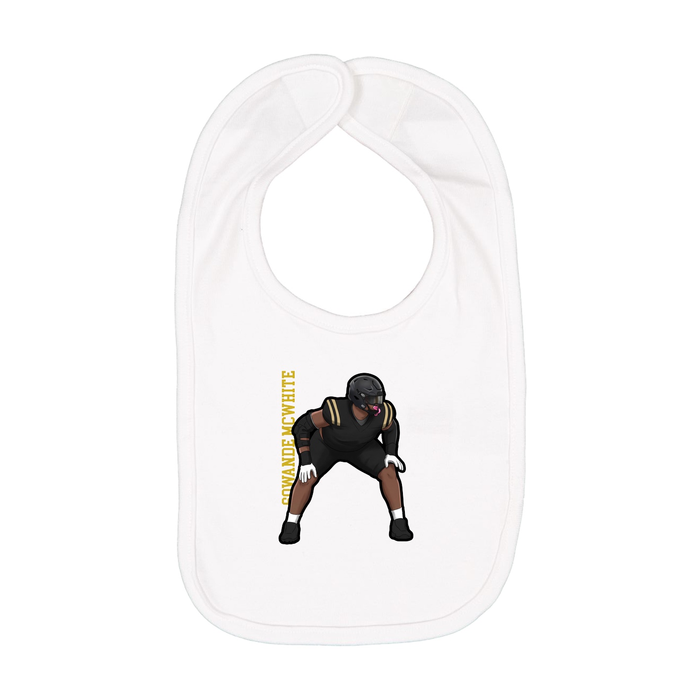 Infant Bib — Name Vertical in White