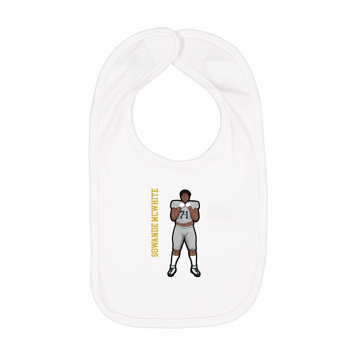 Infant Bib — Name Vertical in White