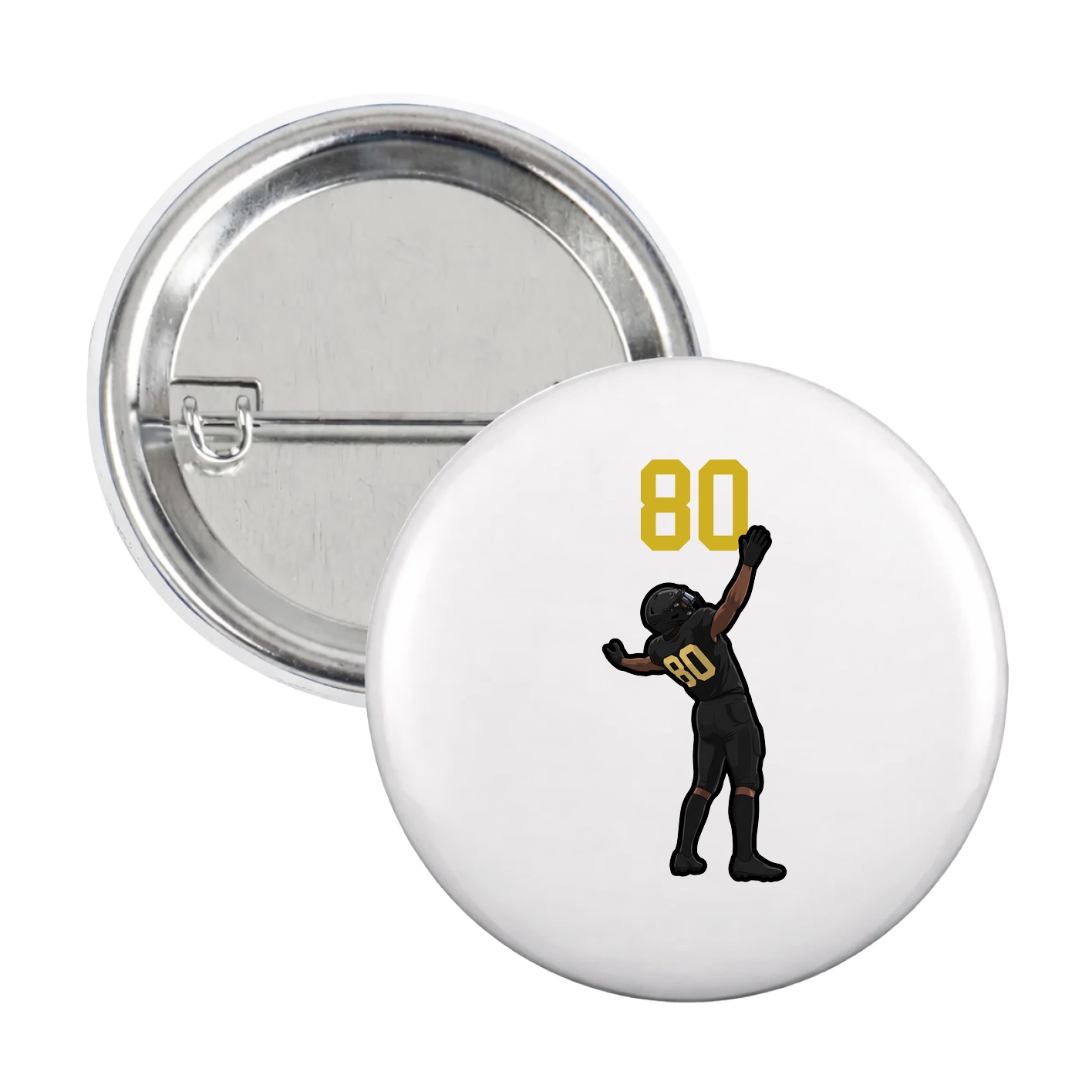 Game Day Button — Number Top in White