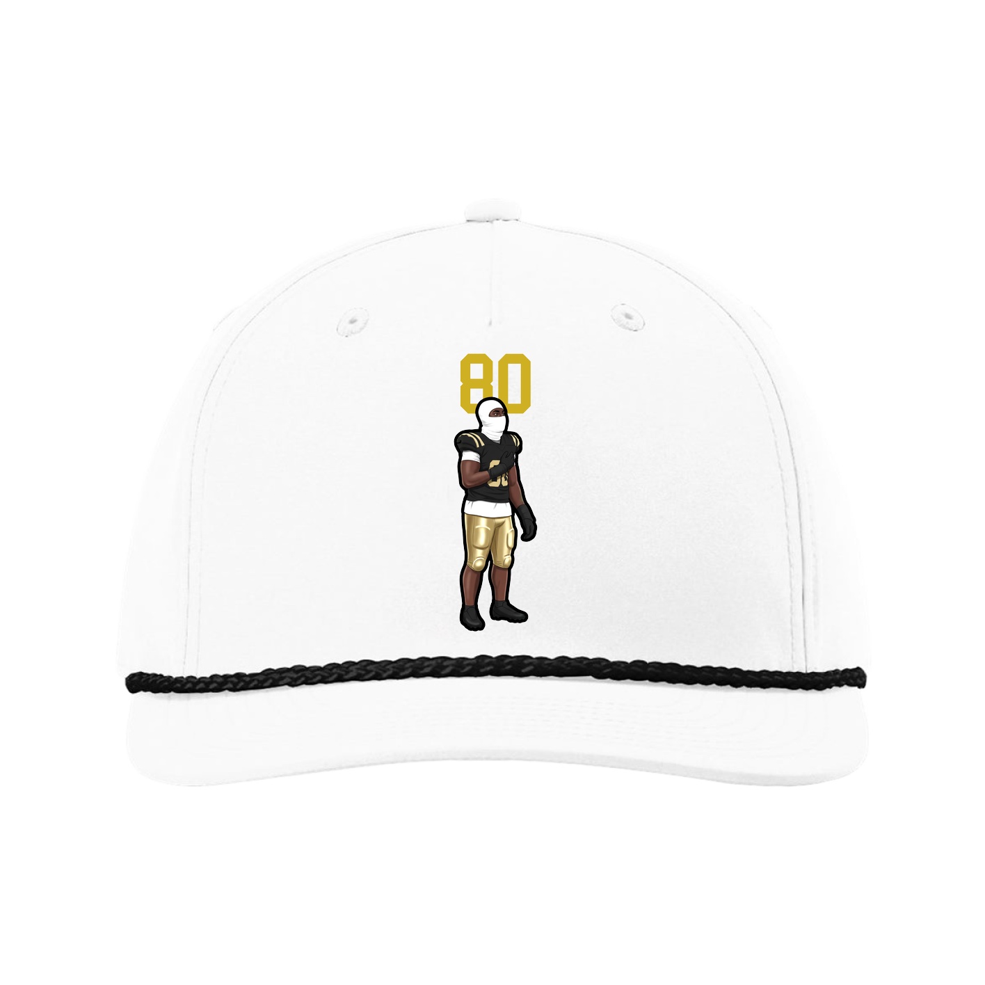 Five-Panel Classic Rope Cap — Number Top in White