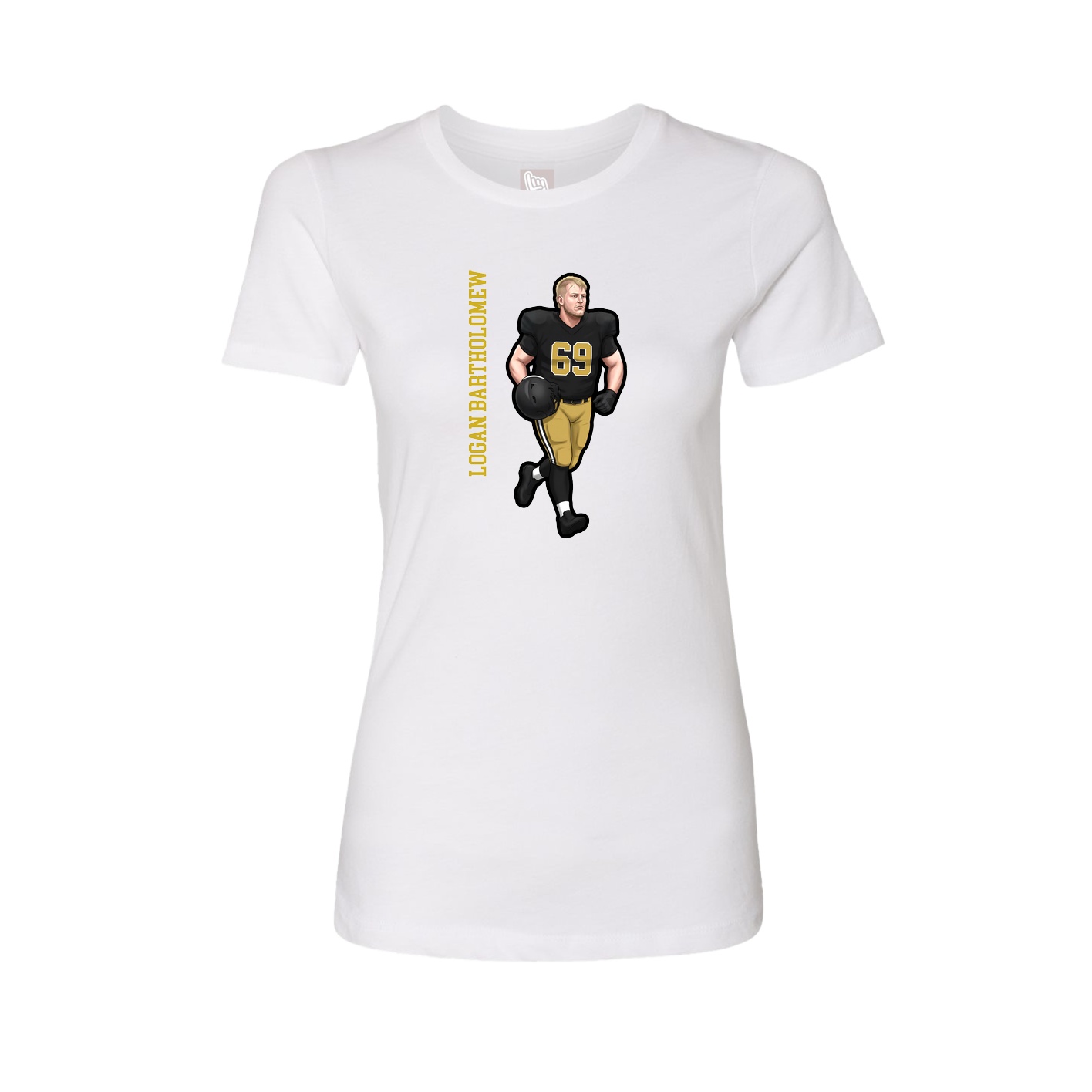 Fitted Women's Tee — Name Vertical in White