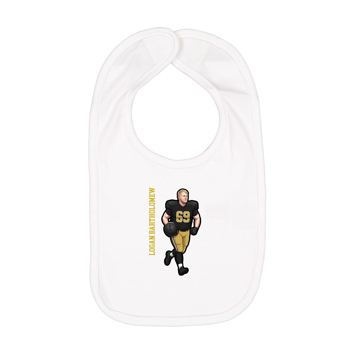 Infant Bib — Name Vertical in White