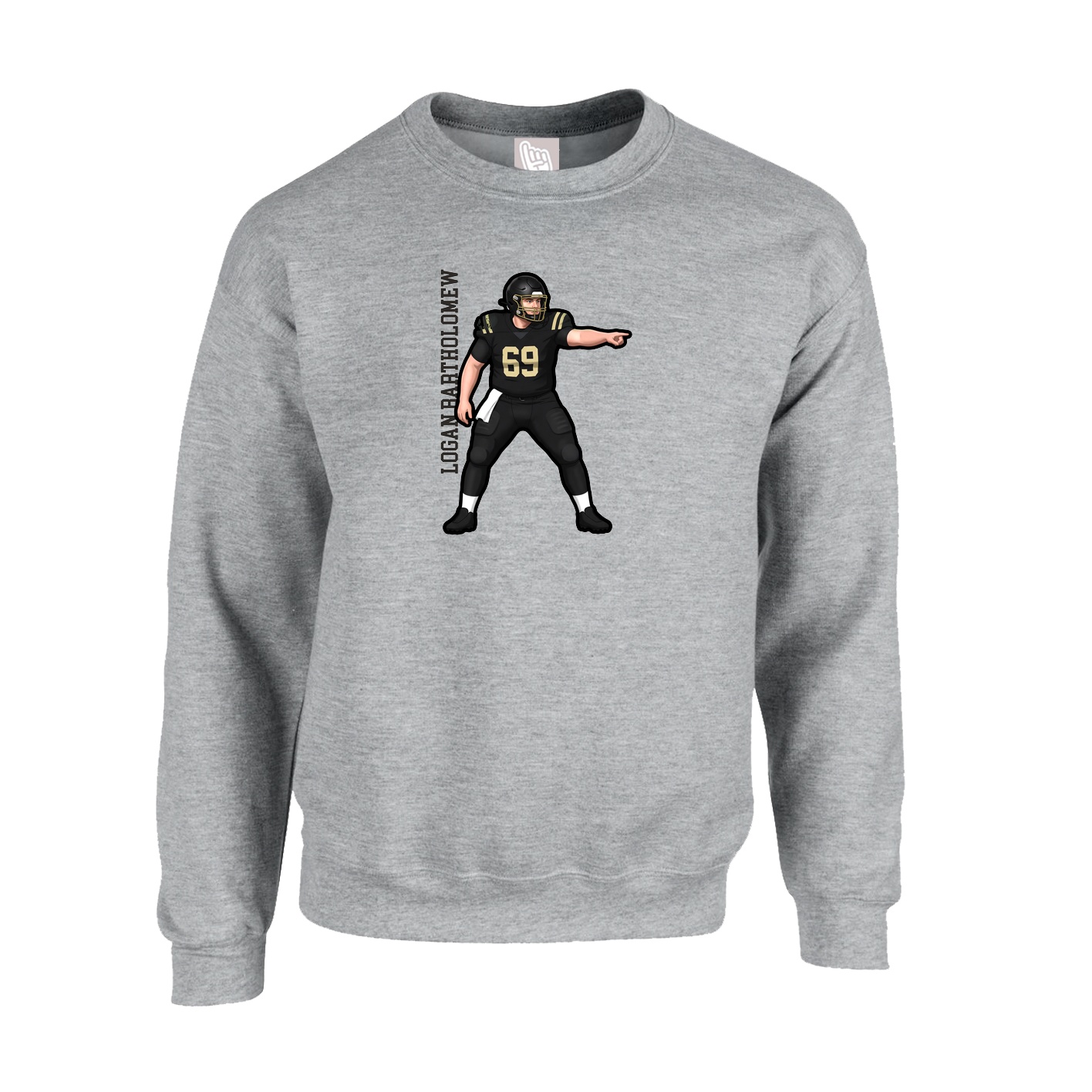 Fleece Crew — Name Vertical in Grey