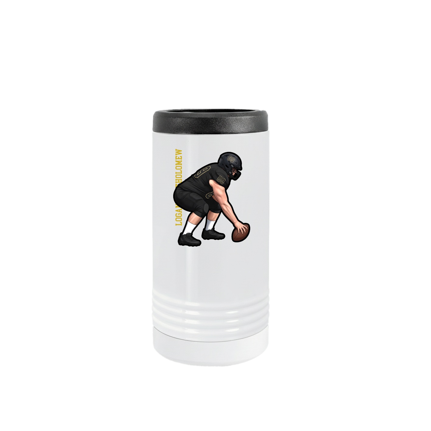 Slim Beverage Holder — Name Vertical in White
