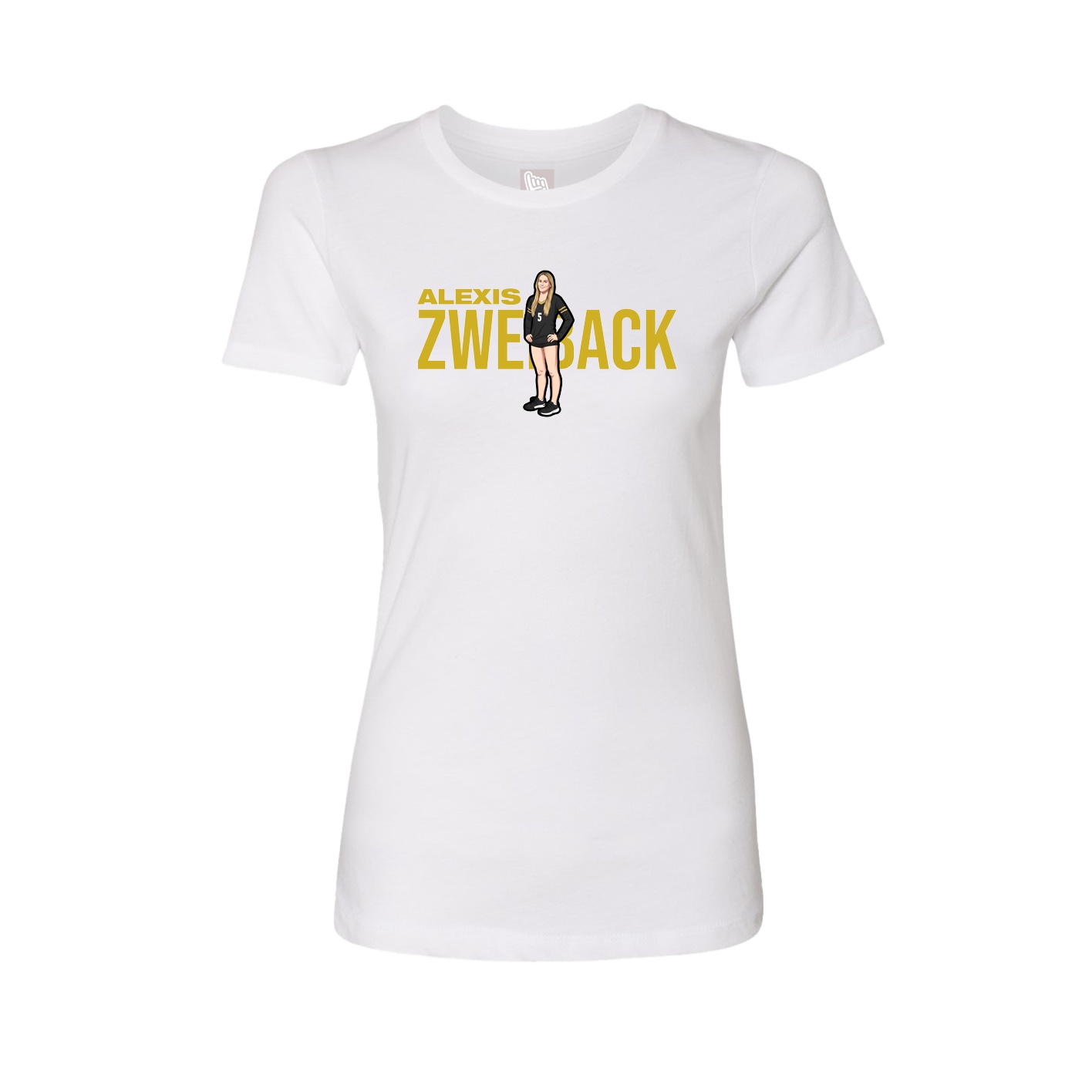 Fitted Women's Tee — Player Name in White