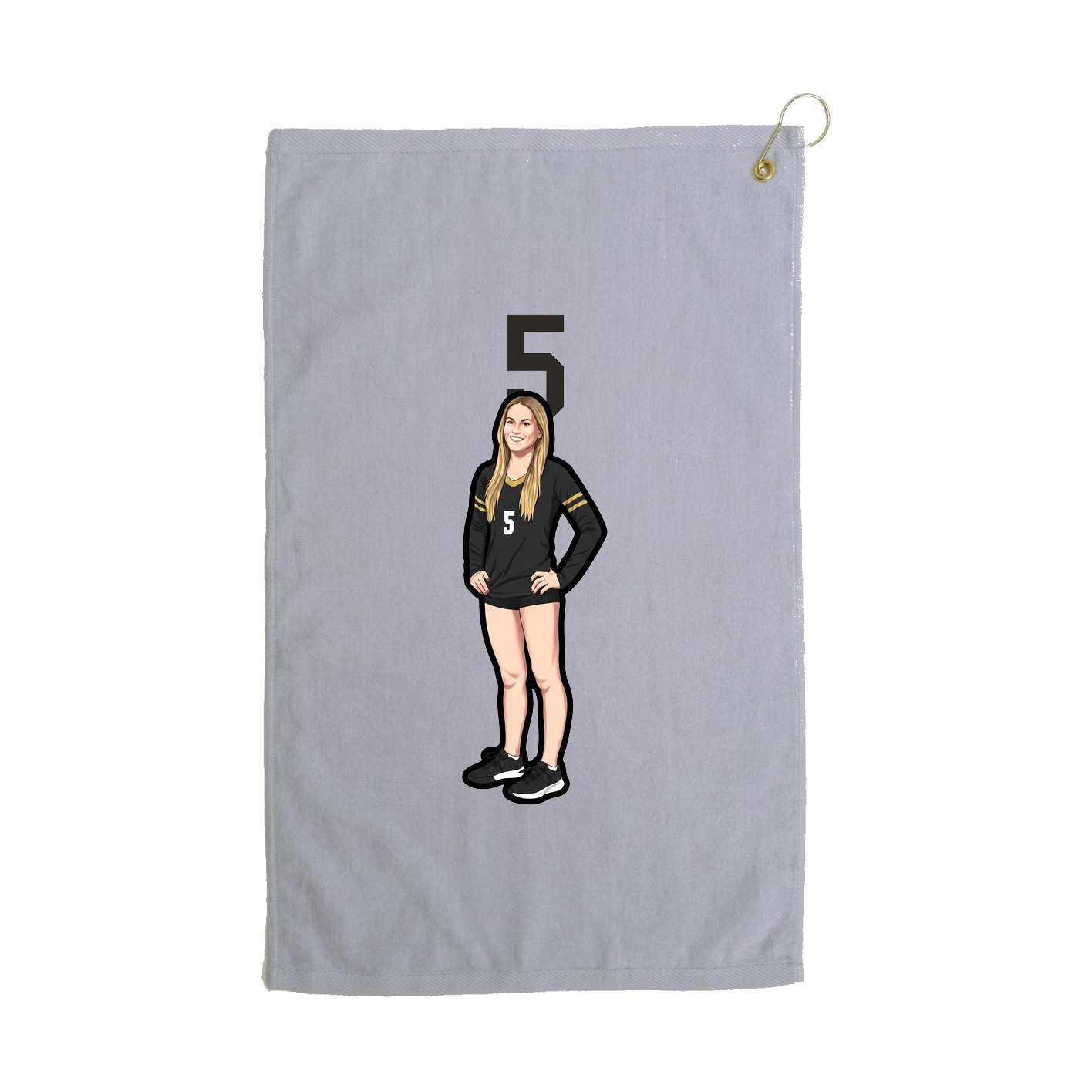 Golf Towel — Number Top in Grey