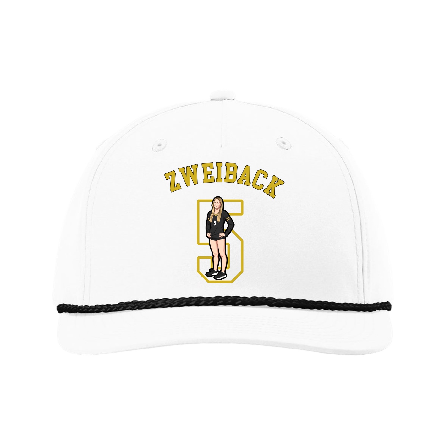 Five-Panel Classic Rope Cap — Shirsey Arch in White