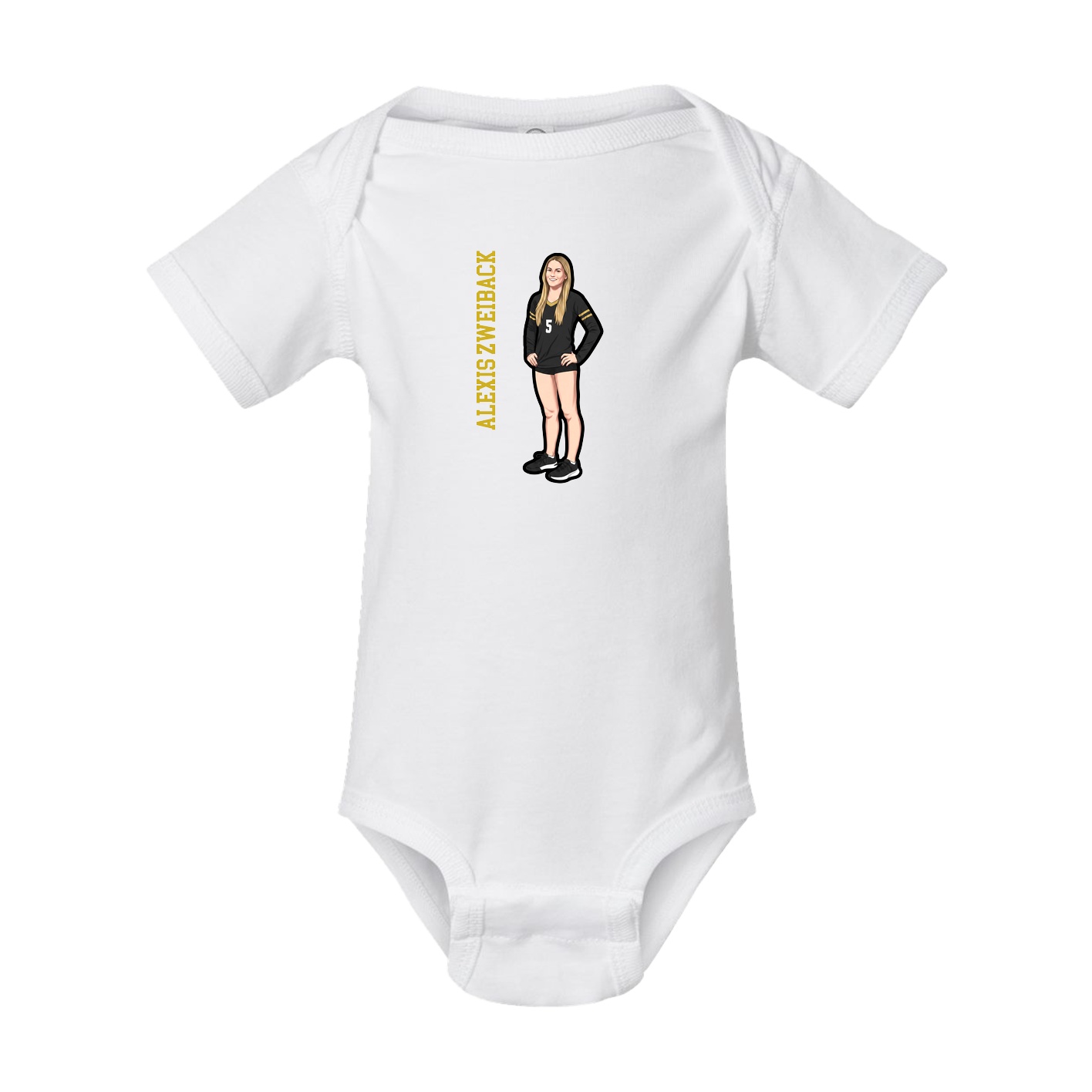 Baby Onesie — Name Vertical in White