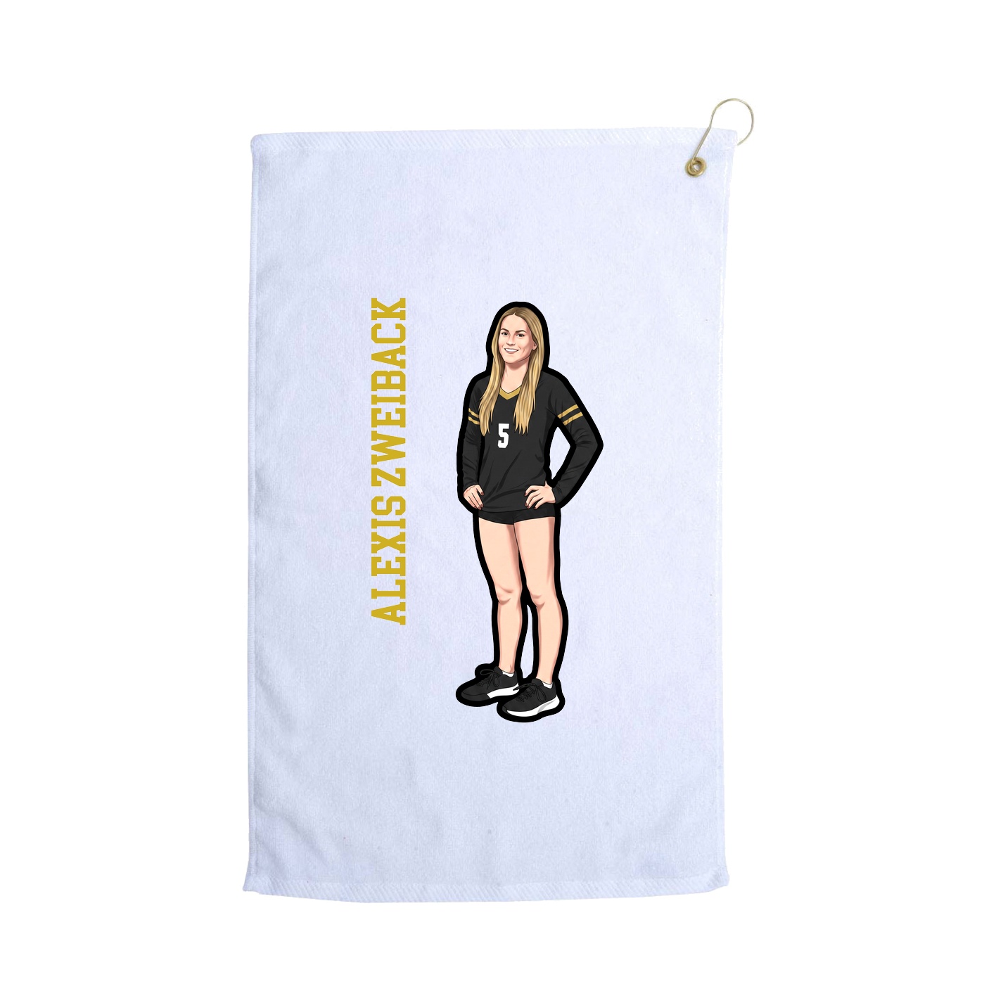 Golf Towel — Name Vertical in White