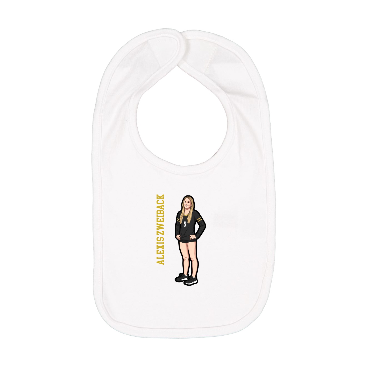 Infant Bib — Name Vertical in White