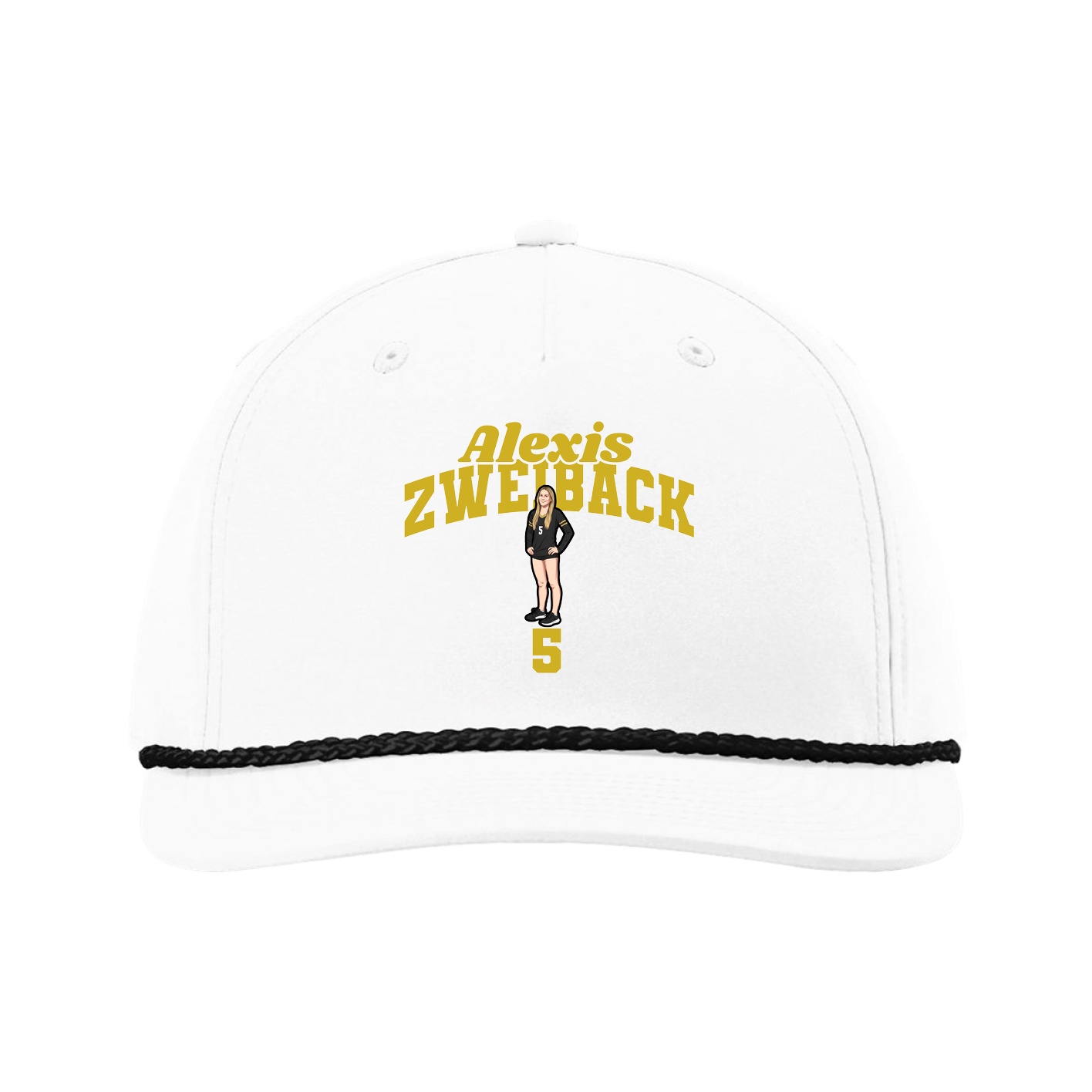 Five-Panel Classic Rope Cap — Signature Arch in White
