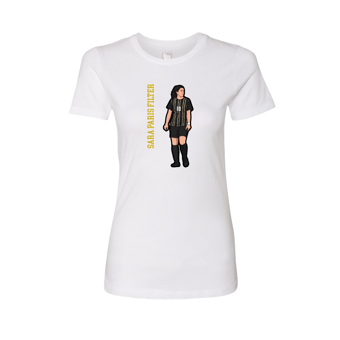 Fitted Women's Tee — Name Vertical in White