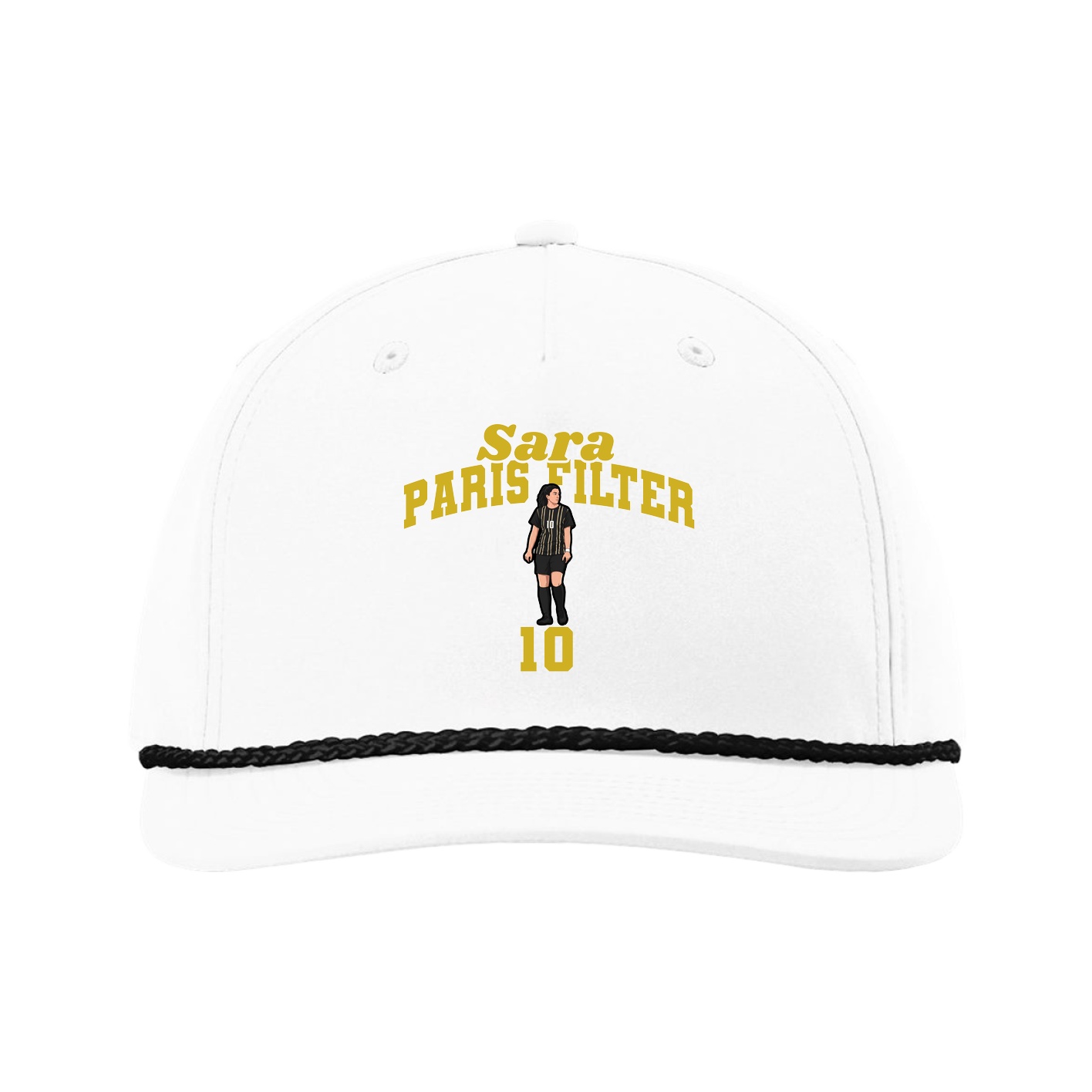 Five-Panel Classic Rope Cap — Signature Arch in White