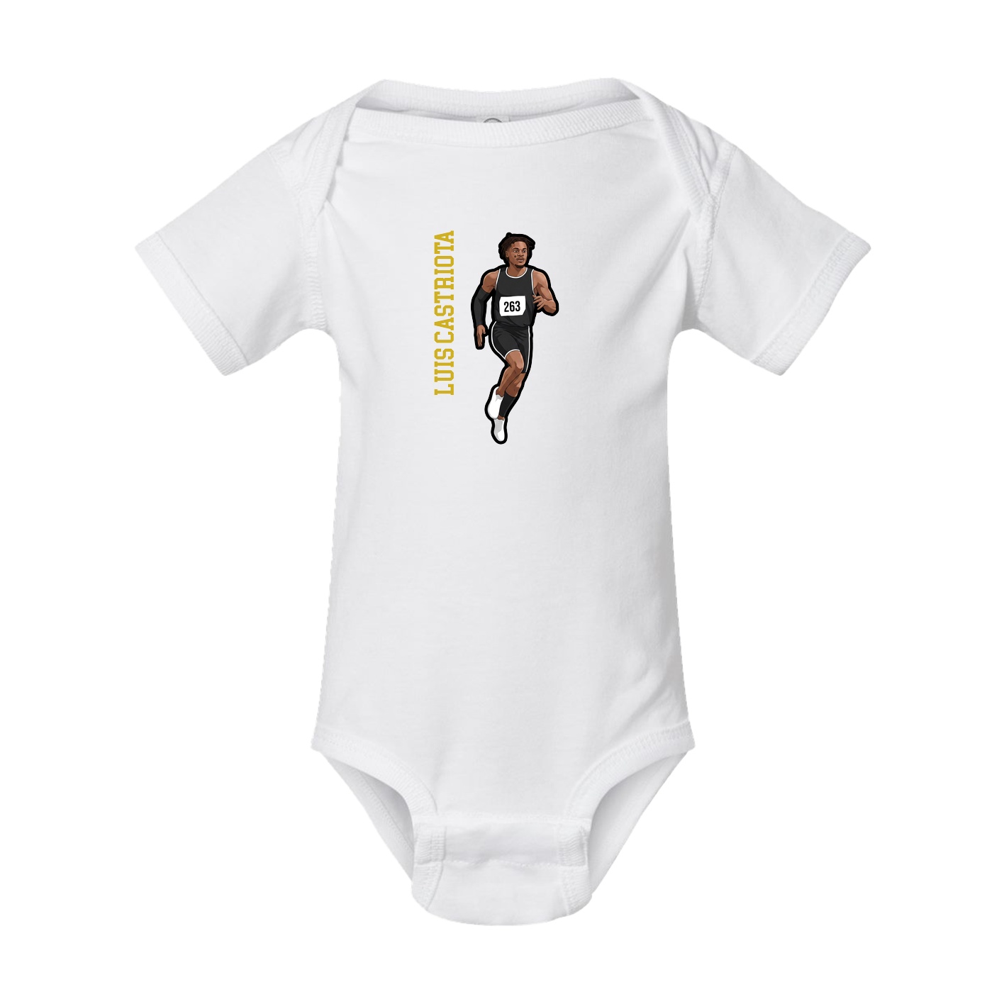Baby Onesie — Name Vertical in White