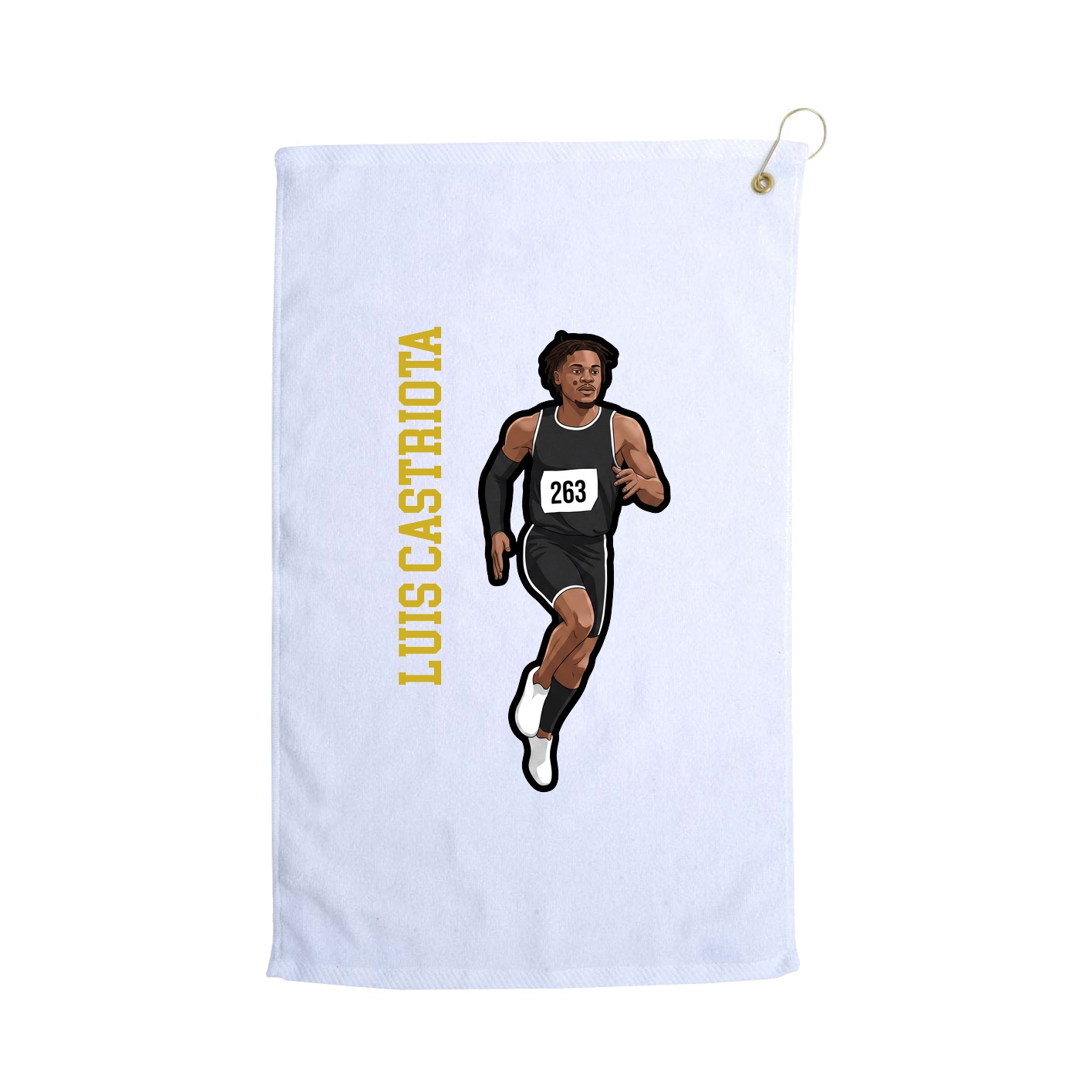 Golf Towel — Name Vertical in White