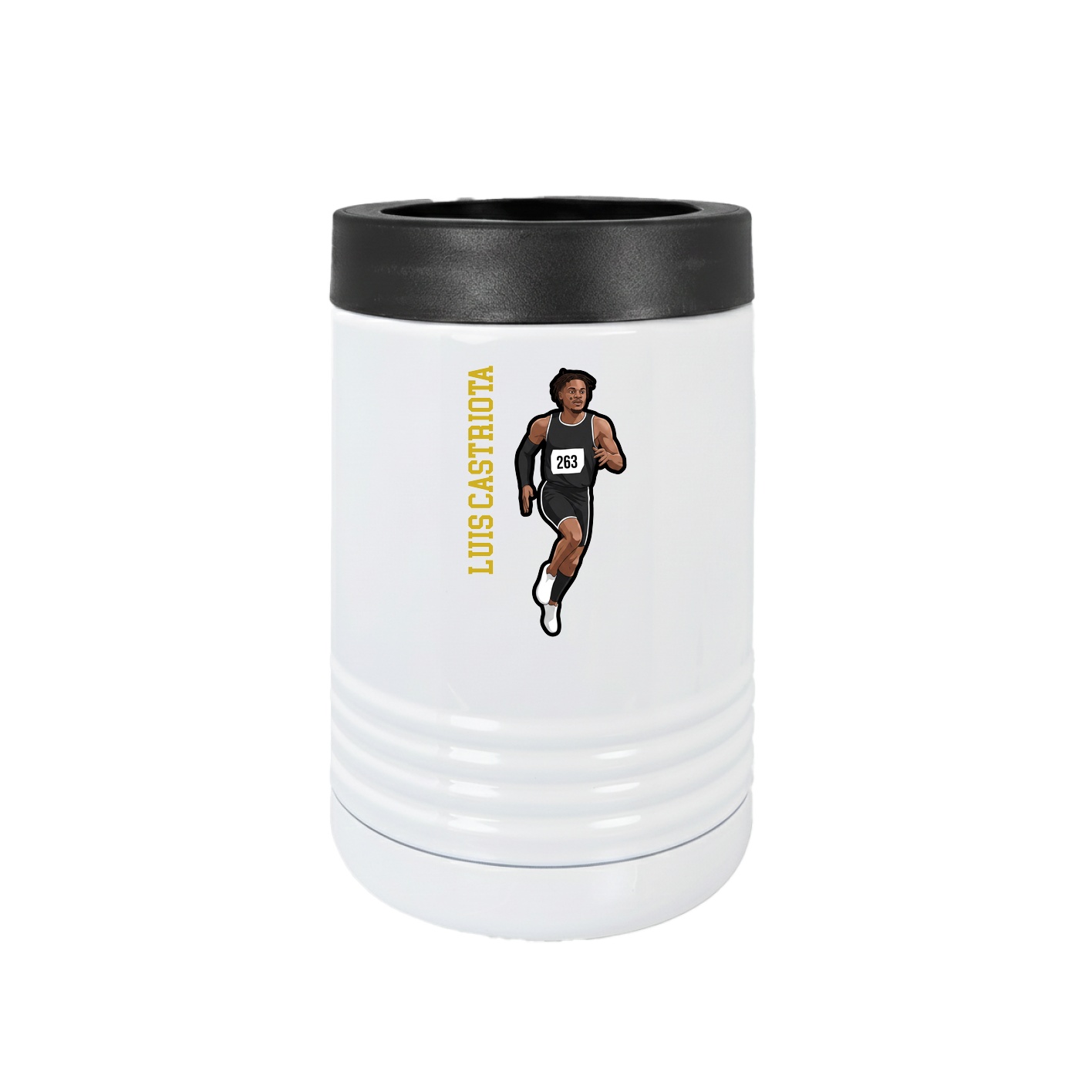 Beverage Holder — Name Vertical in White