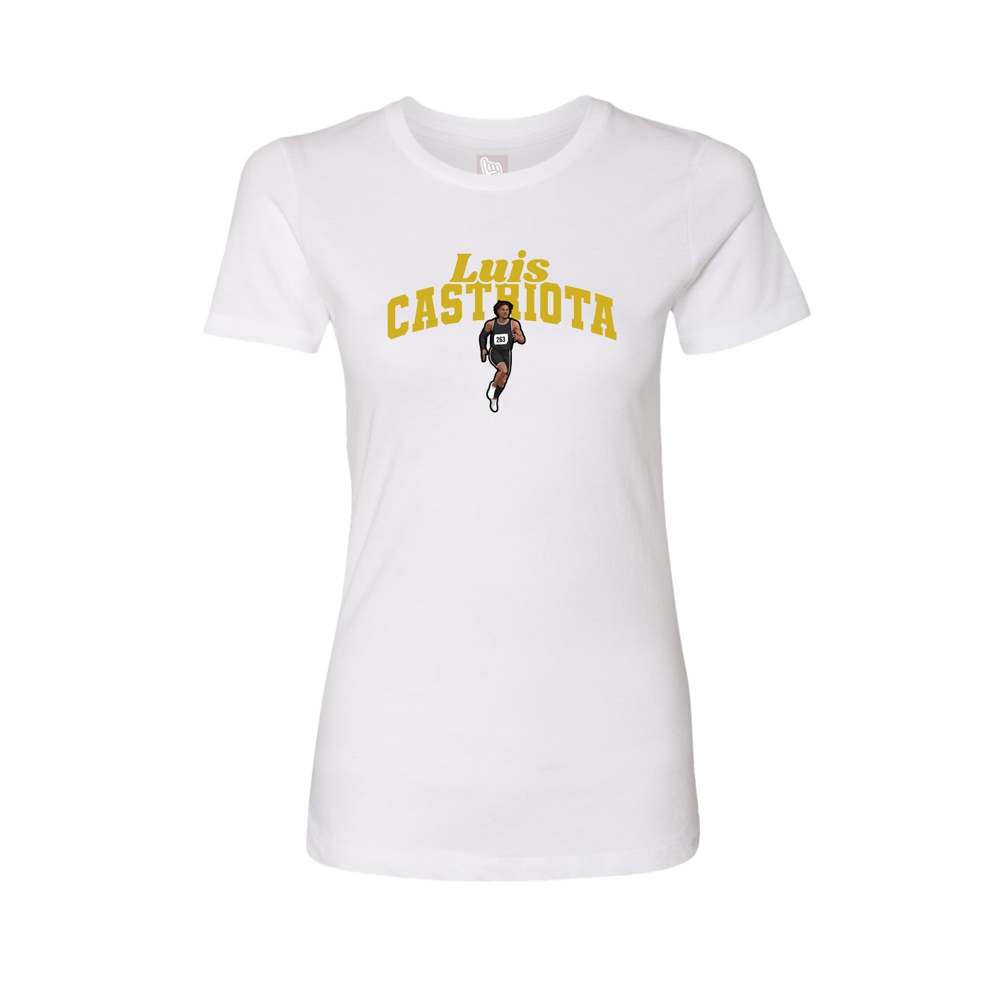 Fitted Women's Tee — Signature Arch in White