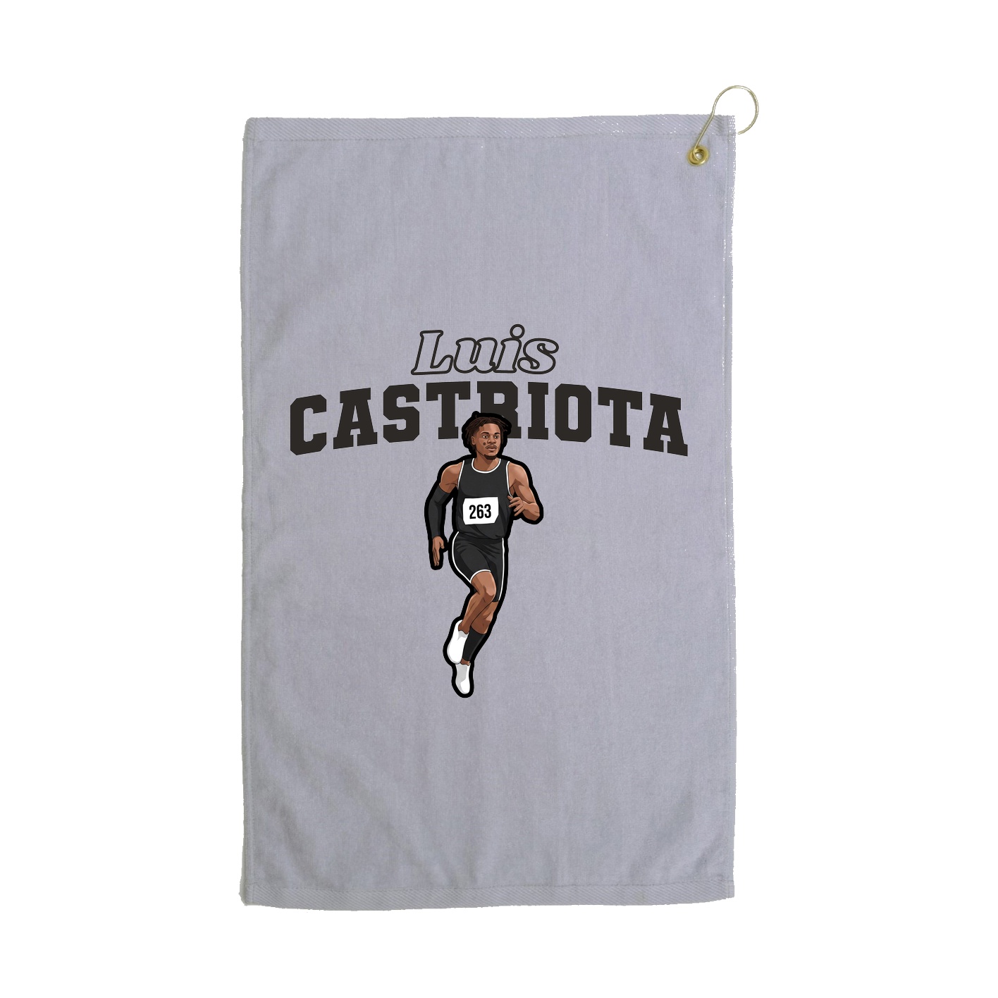 Golf Towel — Name Arch in Grey