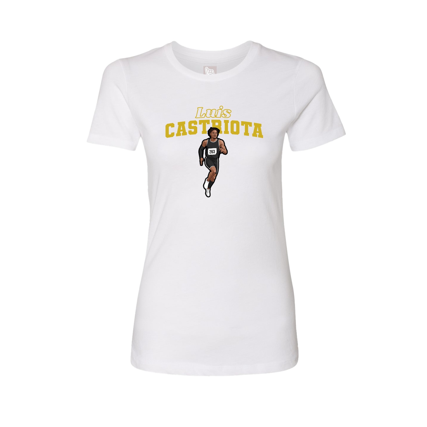 Fitted Women's Tee — Name Arch in White