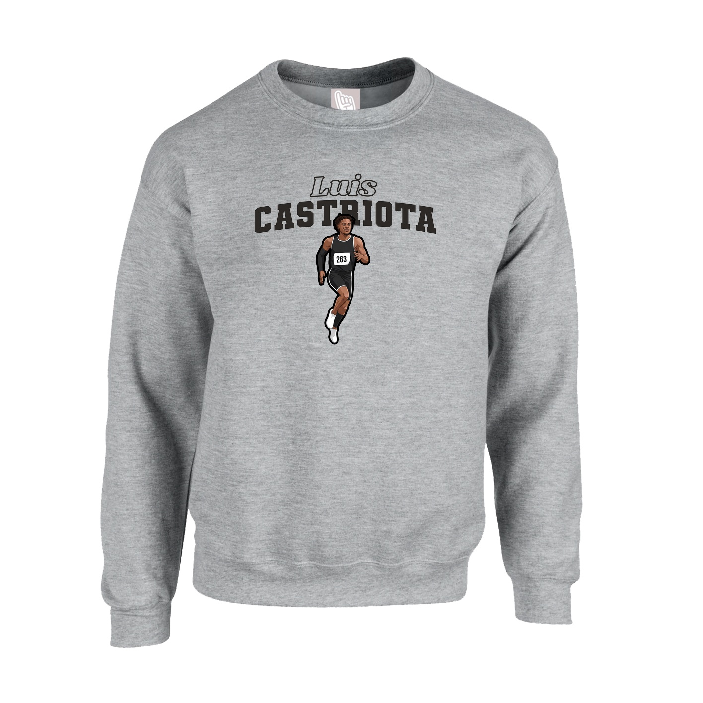 Fleece Crew — Name Arch in Grey